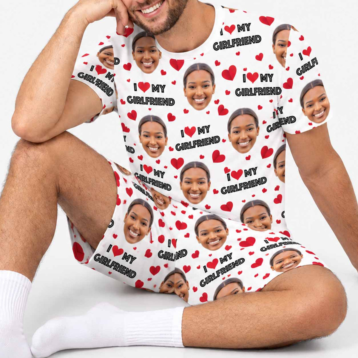 Men's I Love My Girlfriend PJs - Shorts Set