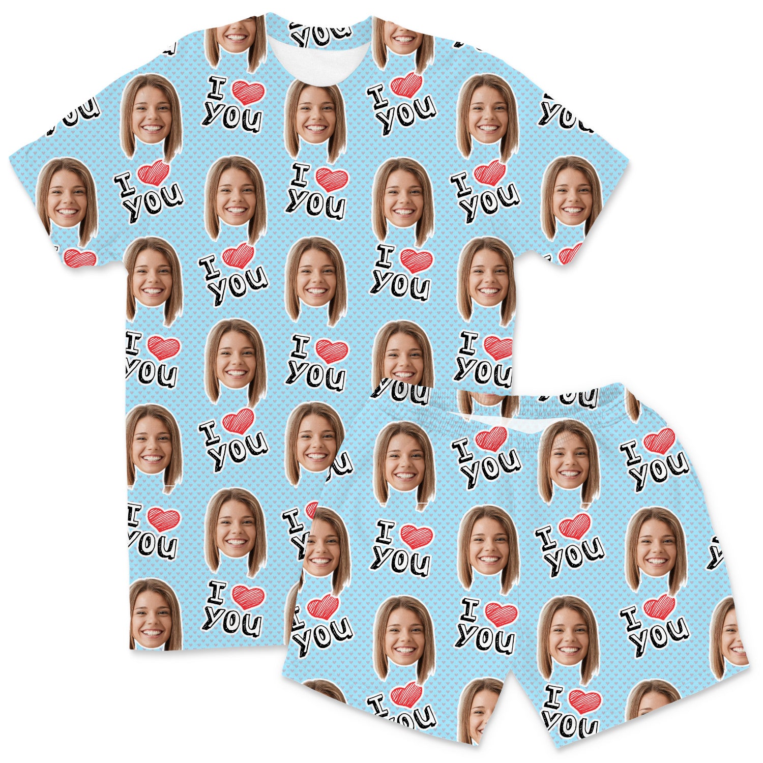 Men's I Heart You Personalised PJs - Shorts Set