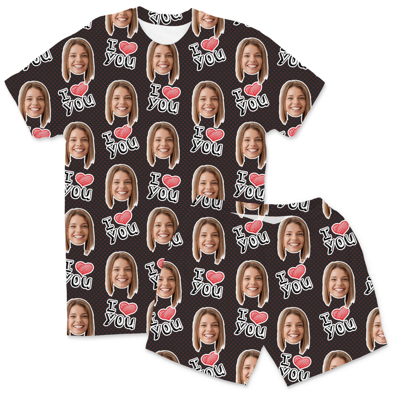 Men's I Heart You Personalised PJs - Shorts Set