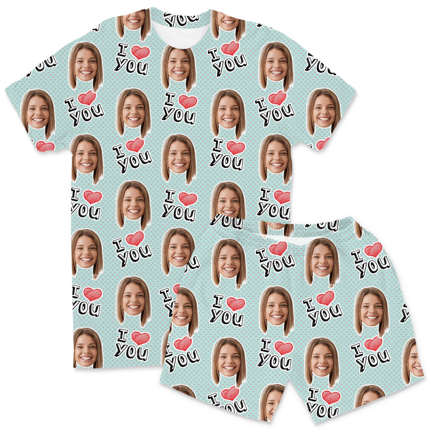 Men's I Heart You Personalised PJs - Shorts Set