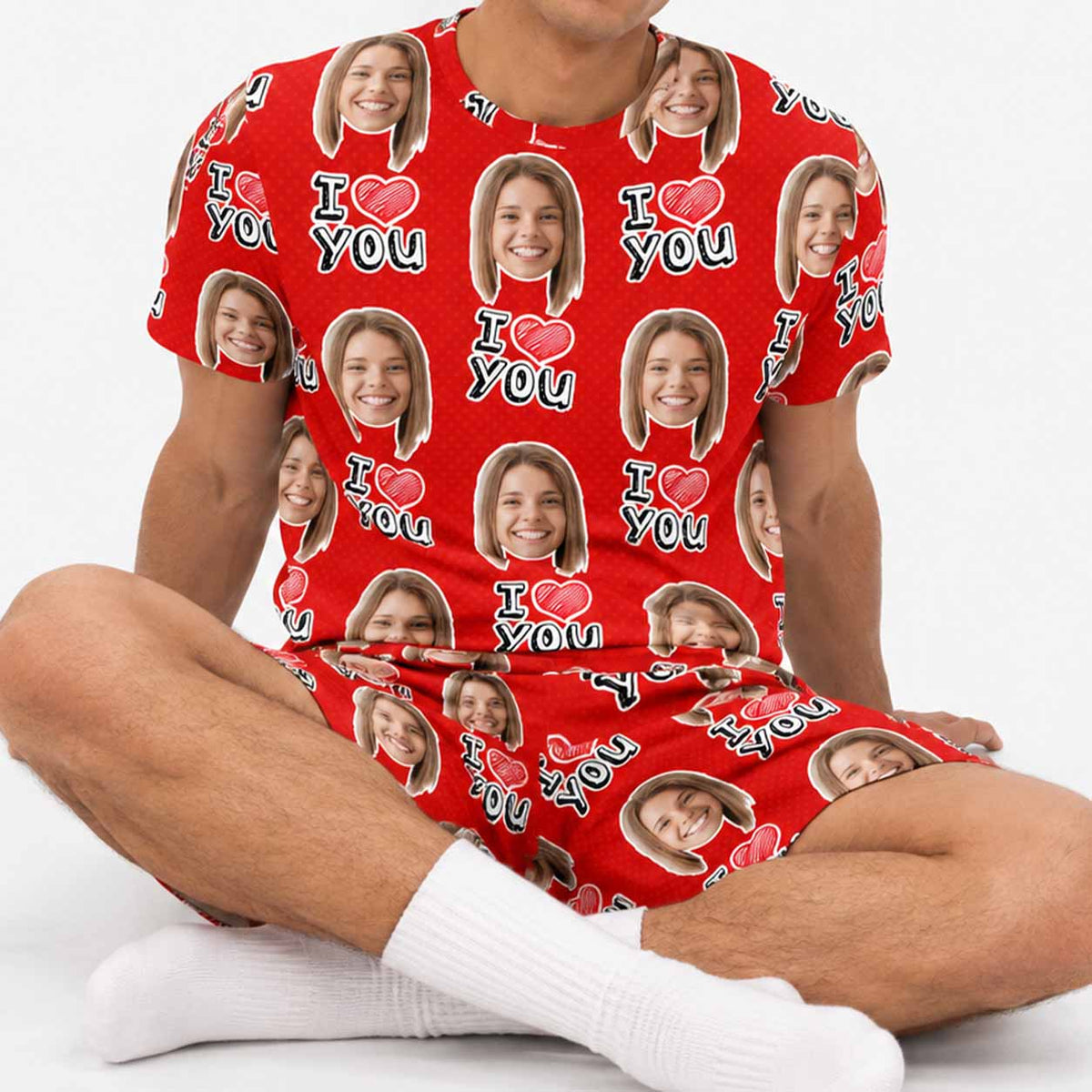 Men's I Heart You Personalised PJs - Shorts Set