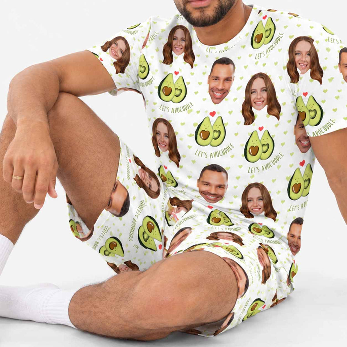 Men's Let's Avocuddle Personalised PJs - Shorts Set