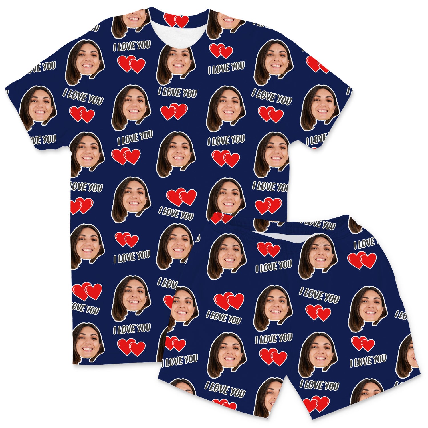 Men's I Love You Personalised PJs - Shorts Set