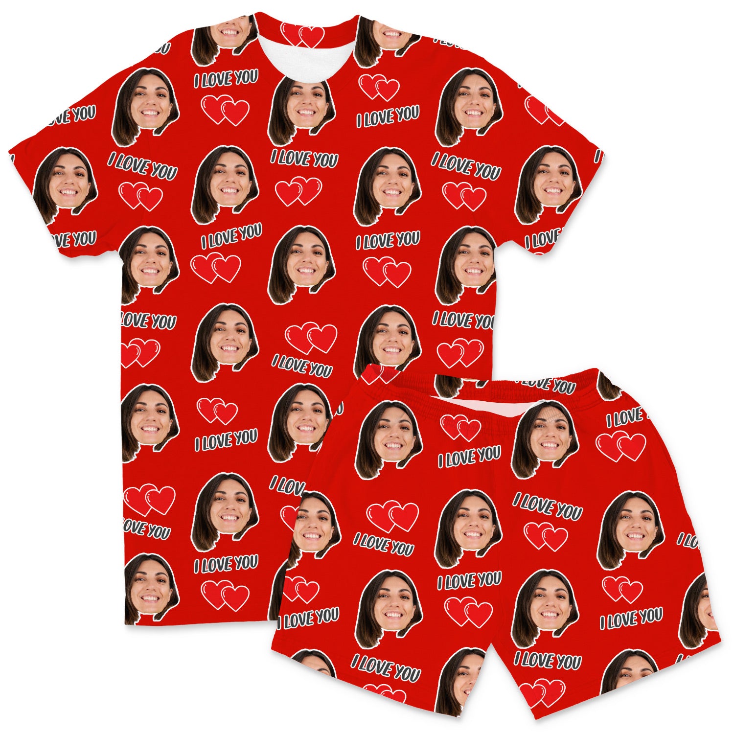Men's I Love You Personalised PJs - Shorts Set