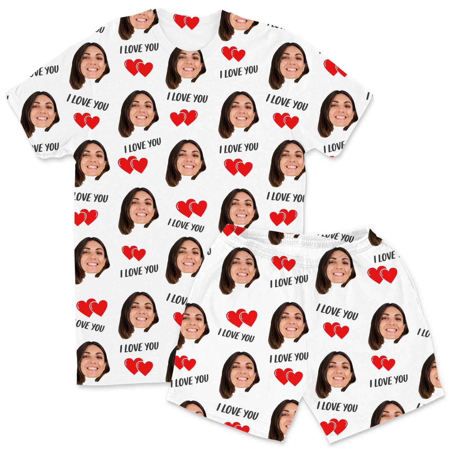 Men's I Love You Personalised PJs - Shorts Set