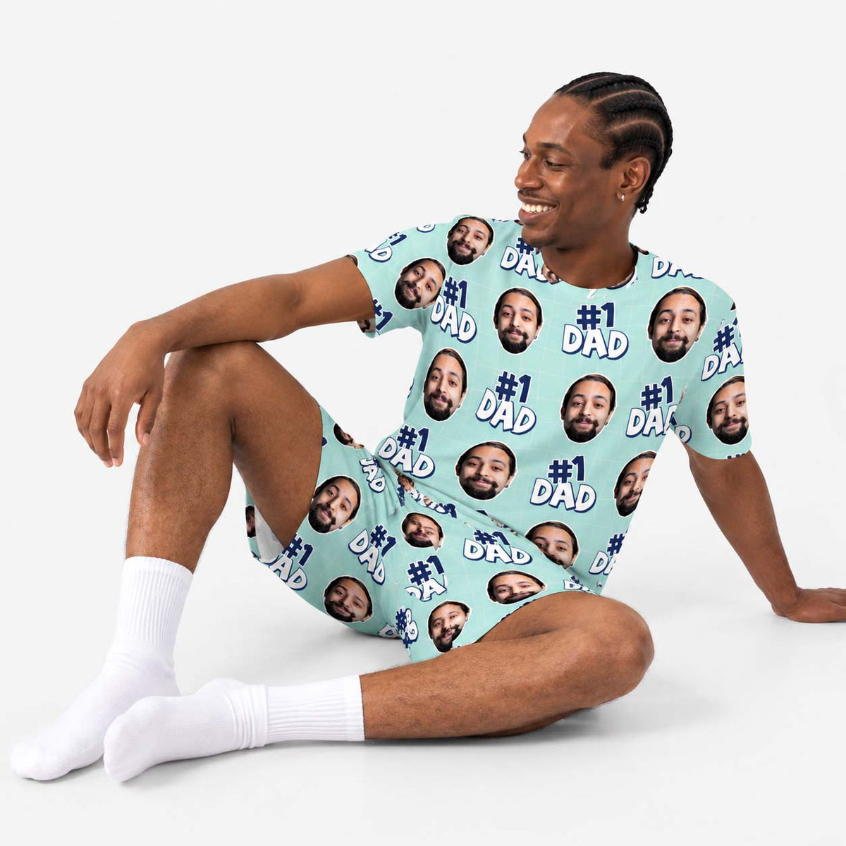 Men's Number 1 Dad Personalised PJs - Shorts Set