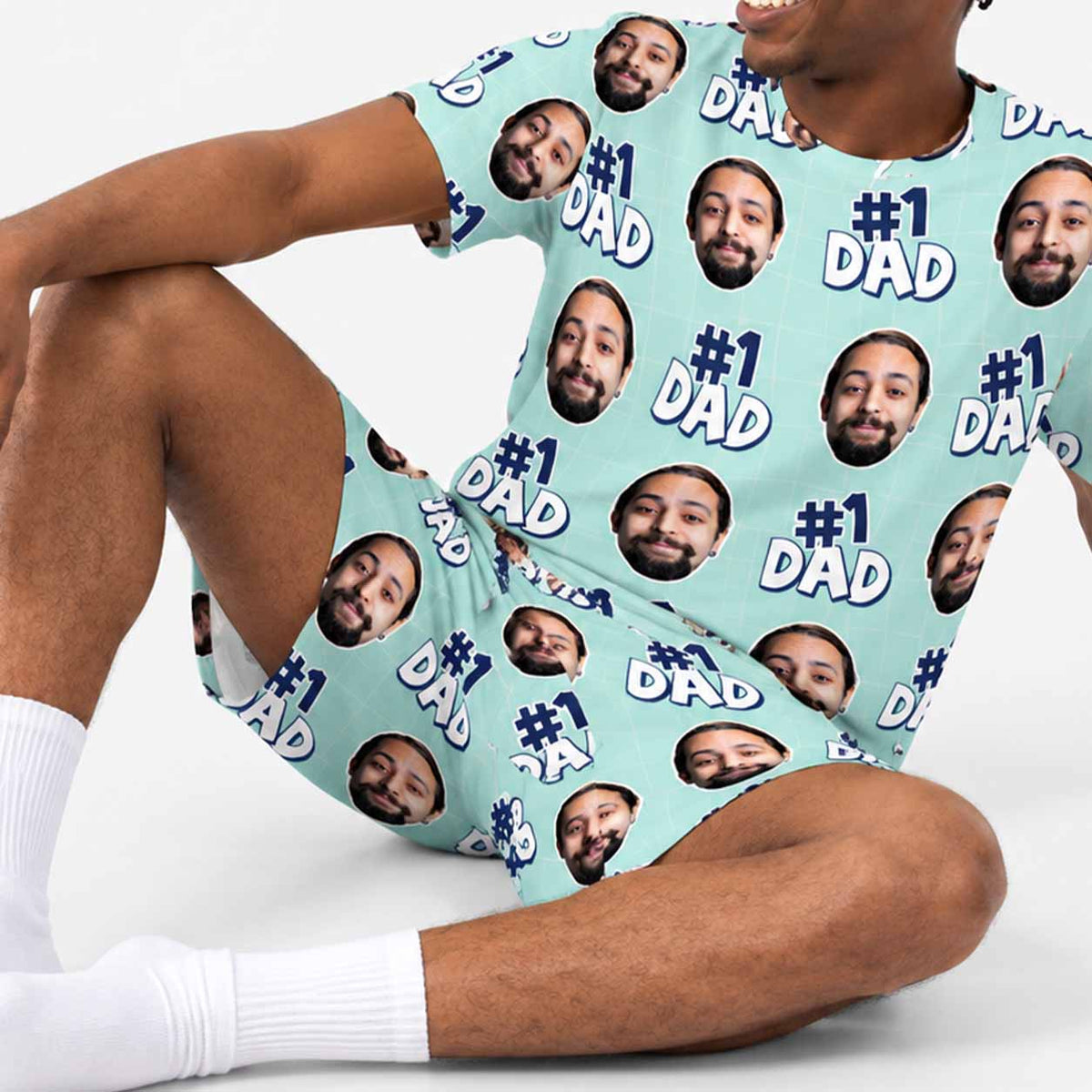 Men's Number 1 Dad Personalised PJs - Shorts Set