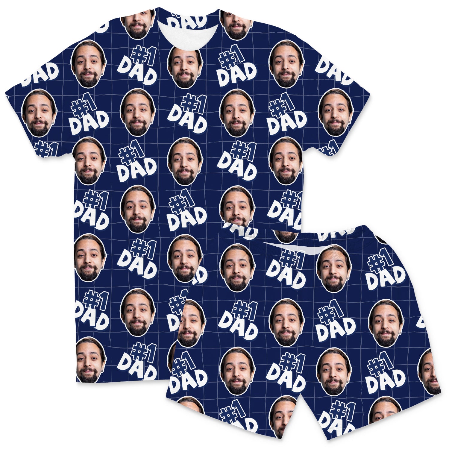 Men's Number 1 Dad Personalised PJs - Shorts Set