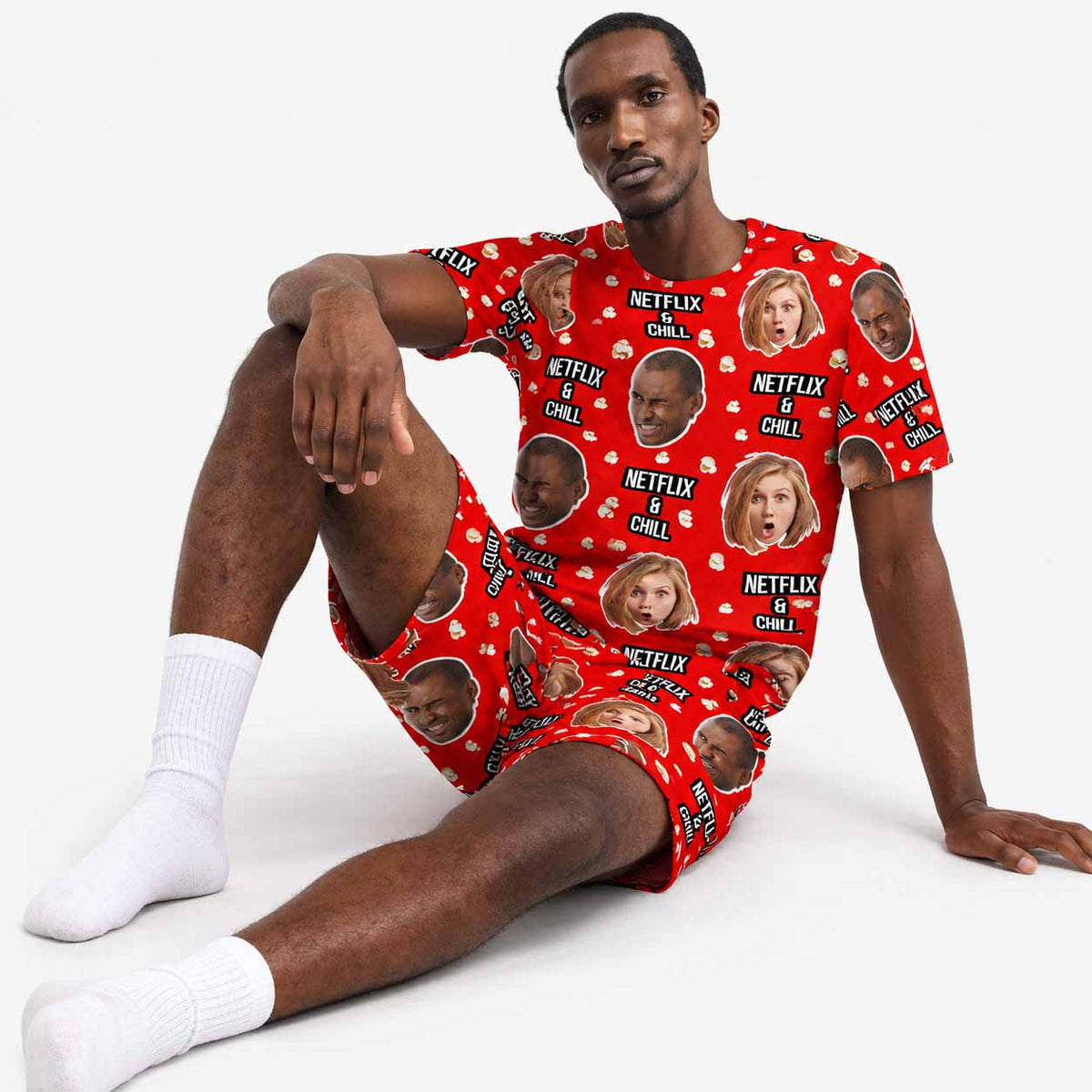 Men's Netflix & Chill Personalised PJs - Shorts Set