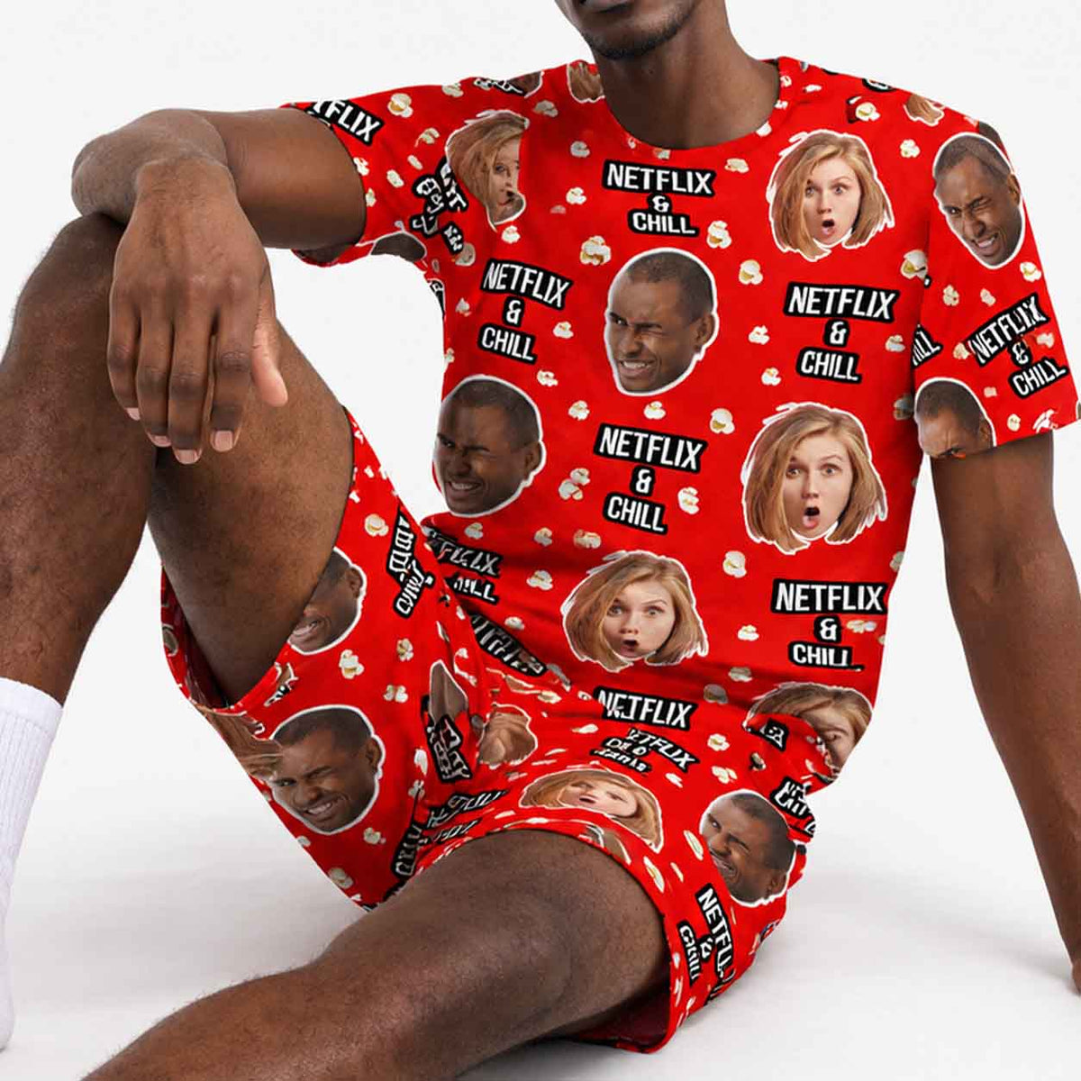 Men's Netflix & Chill Personalised PJs - Shorts Set