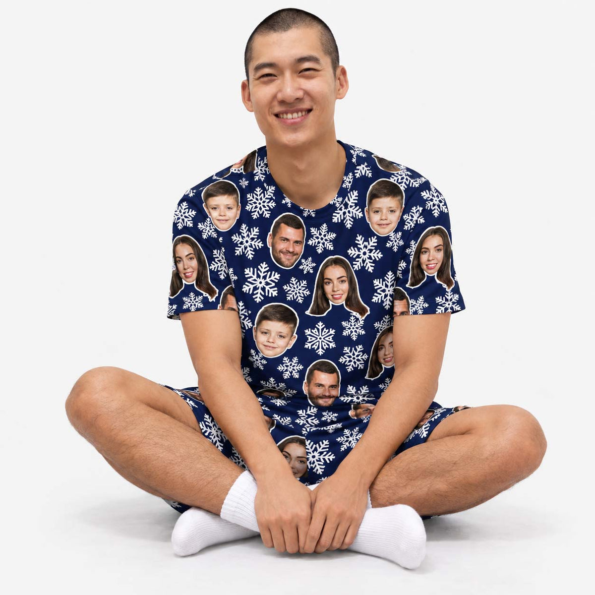 Men's Snowflake Personalised Christmas PJs - Shorts Set