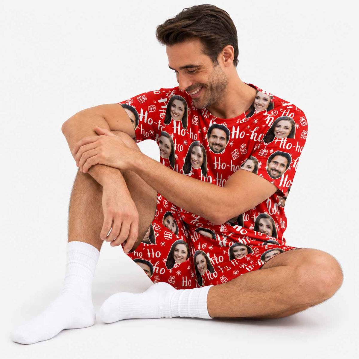 Men’s Ho Ho Ho Personalised Christmas PJs - Shorts Set