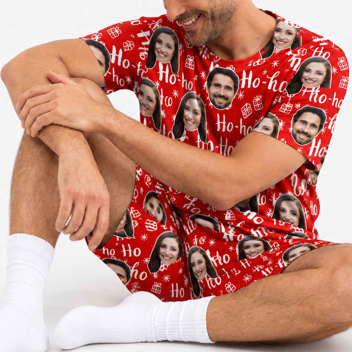 Men’s Ho Ho Ho Personalised Christmas PJs - Shorts Set