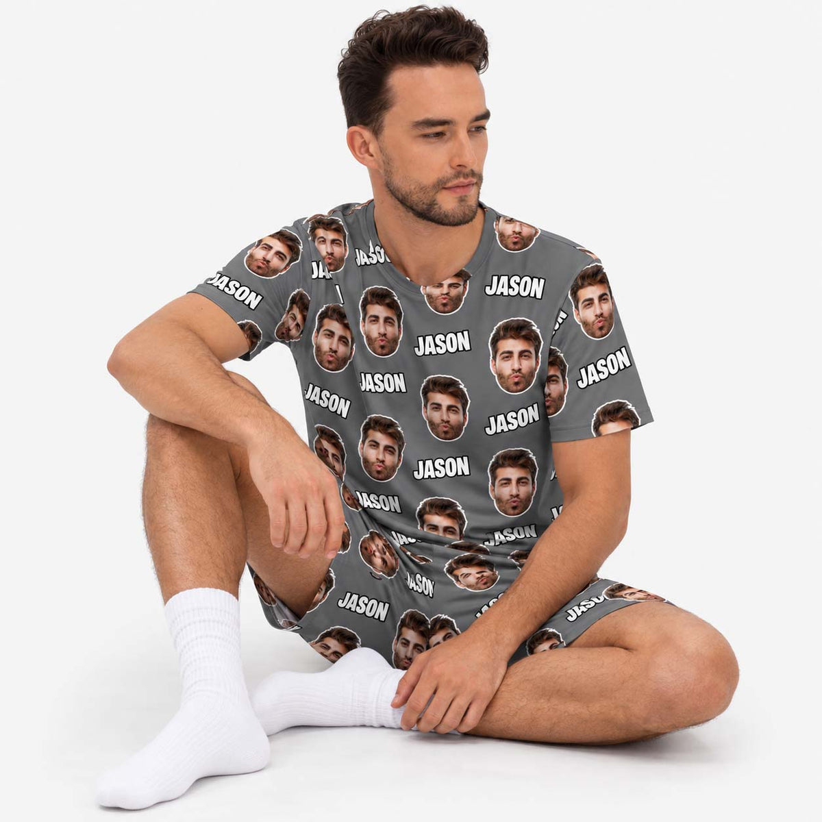 Your Face & Name Men's Personalised PJs - Shorts Set