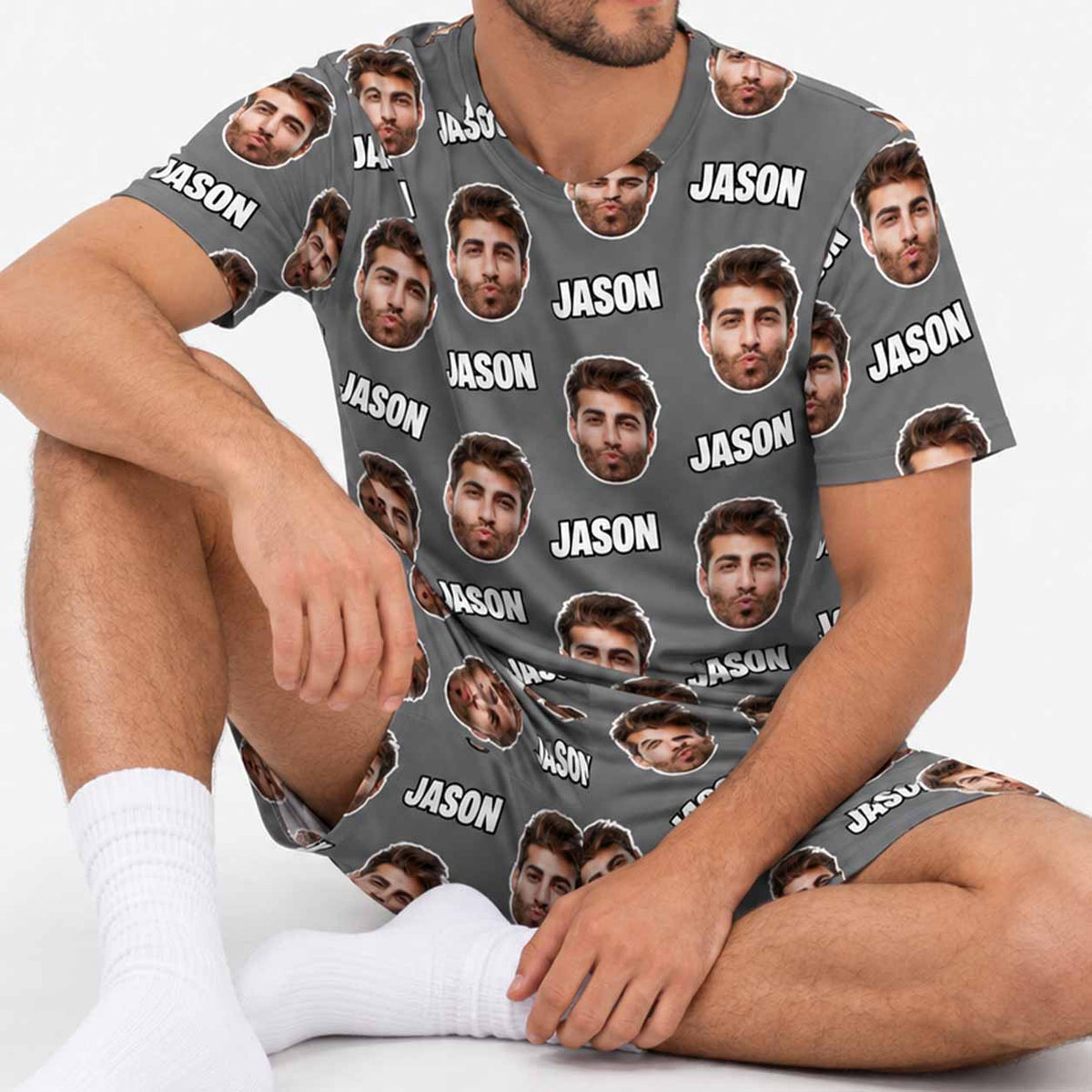 Your Face & Name Men's Personalised PJs - Shorts Set