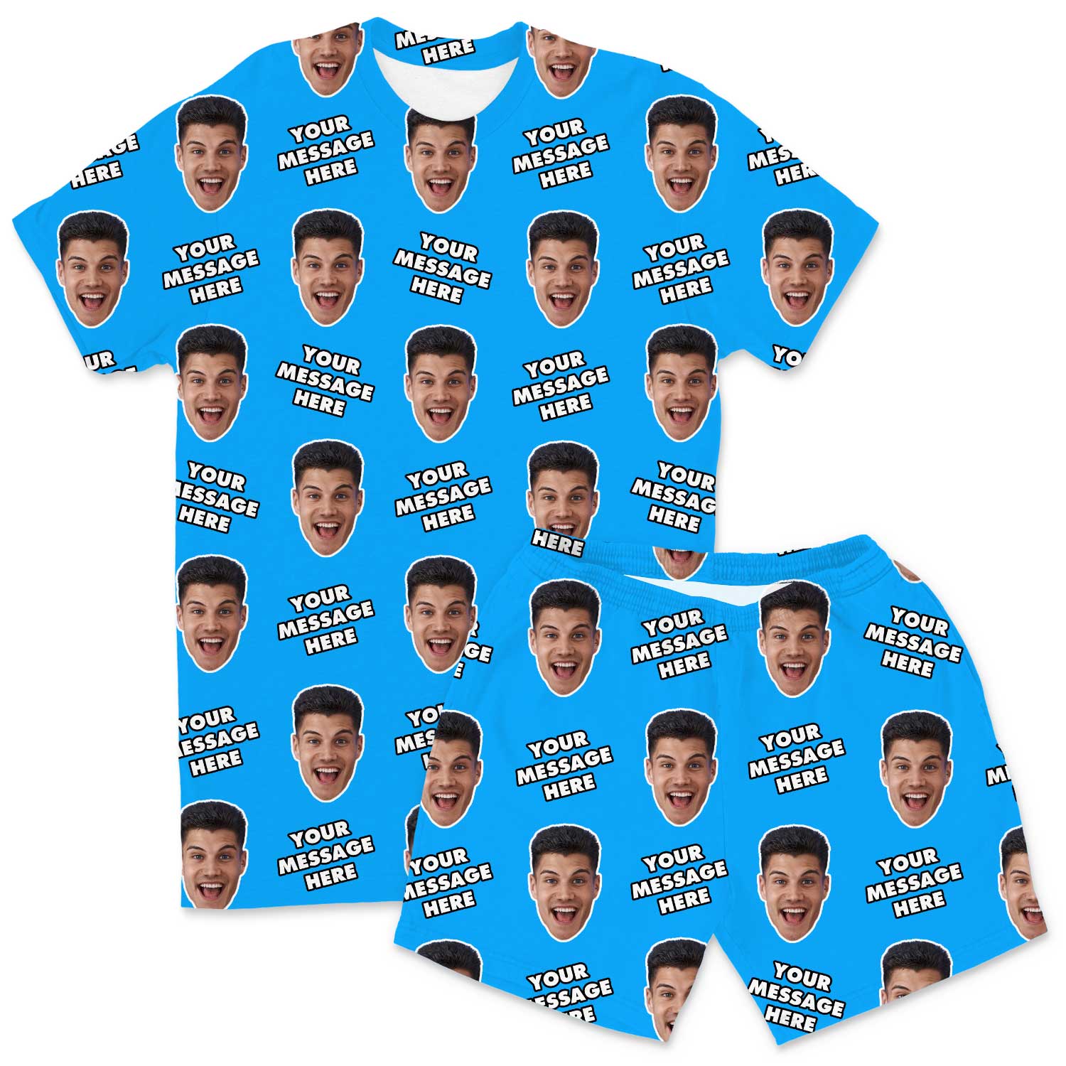 Your Face & Message Men's Personalised PJs - Shorts Set