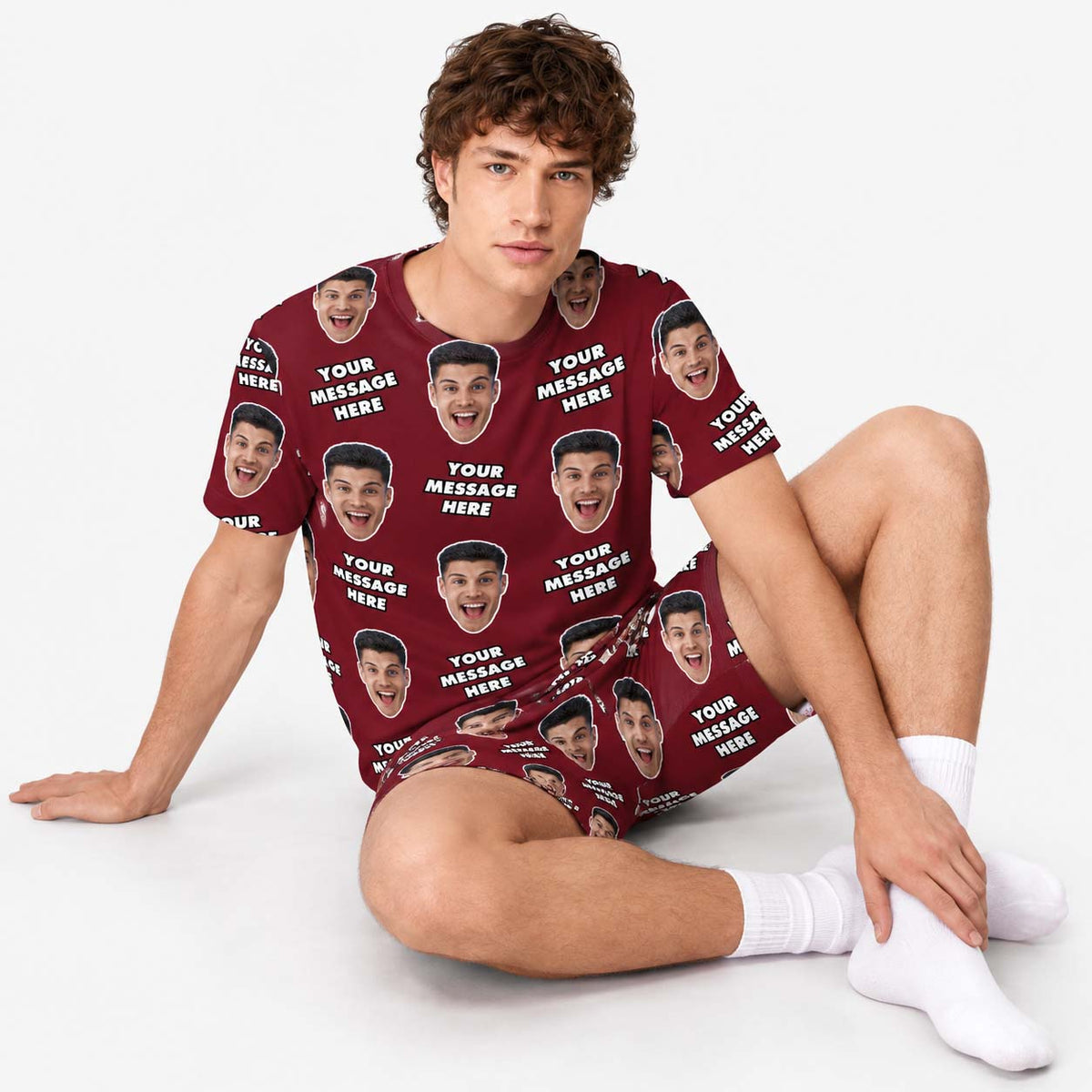 Your Face & Message Men's Personalised PJs - Shorts Set