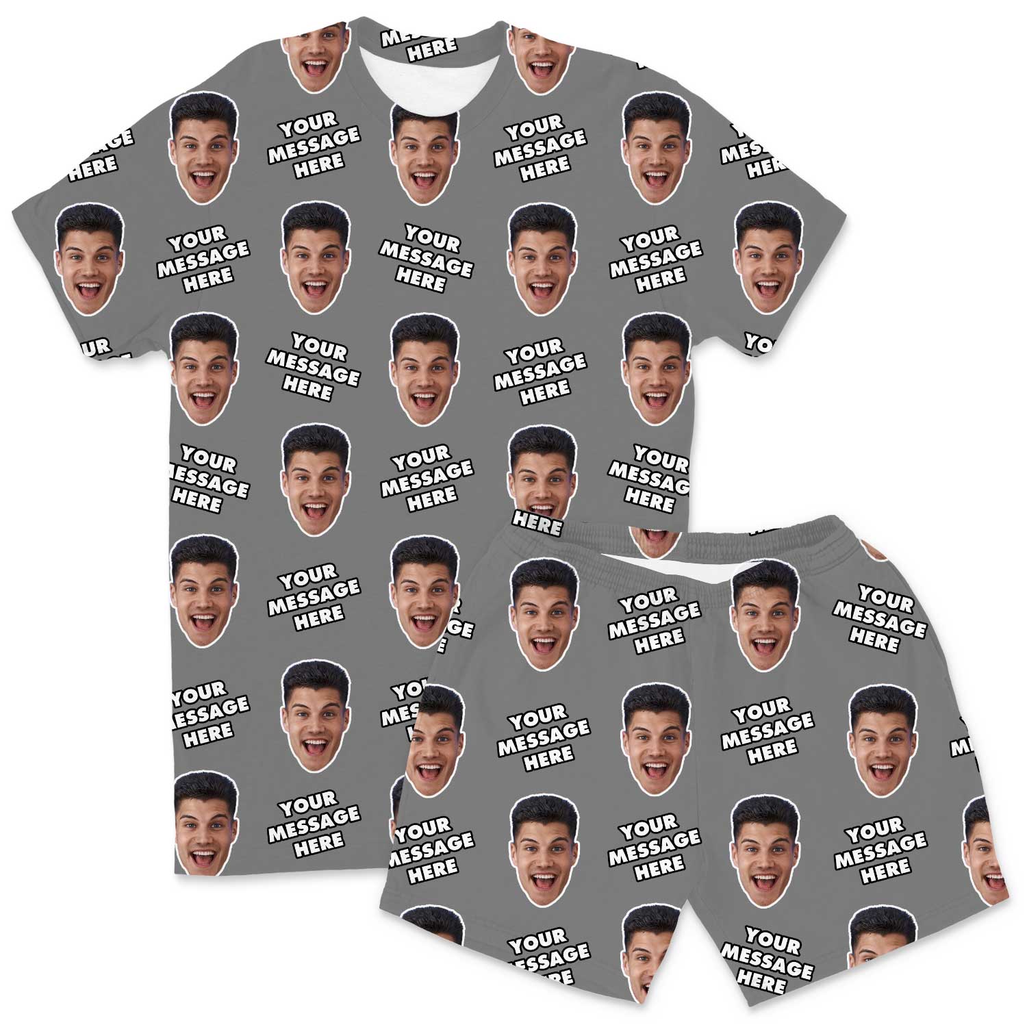 Your Face & Message Men's Personalised PJs - Shorts Set