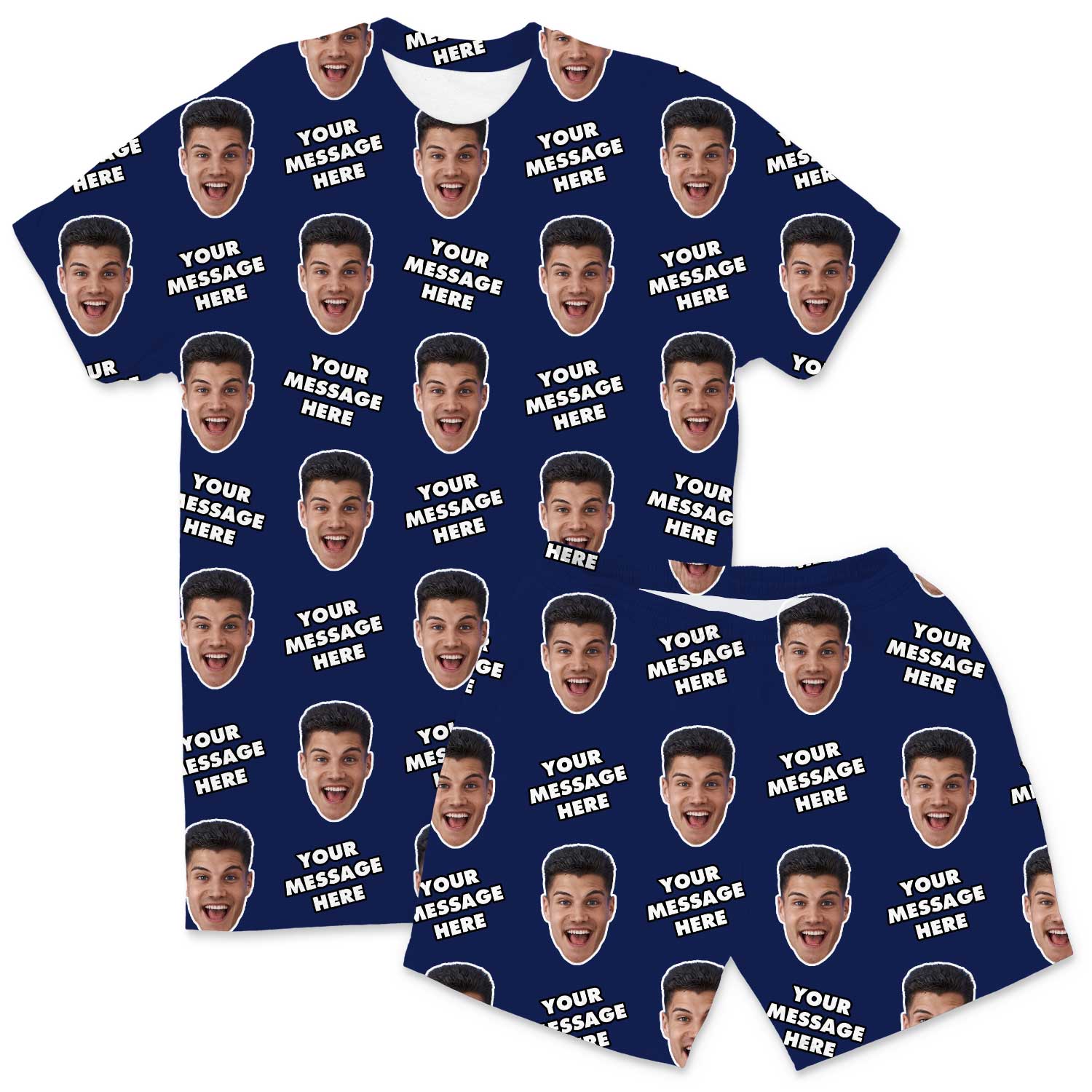 Your Face & Message Men's Personalised PJs - Shorts Set