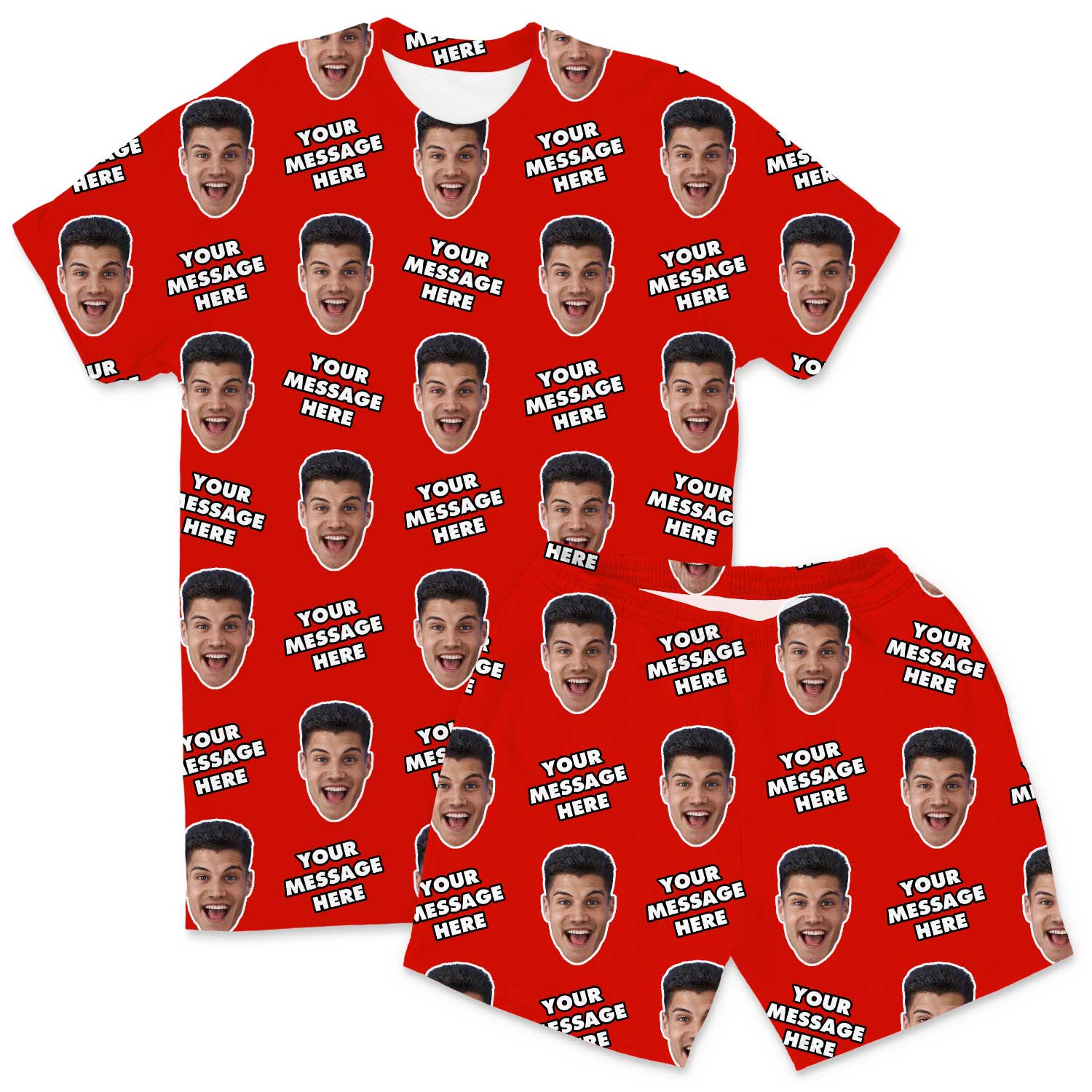 Your Face & Message Men's Personalised PJs - Shorts Set