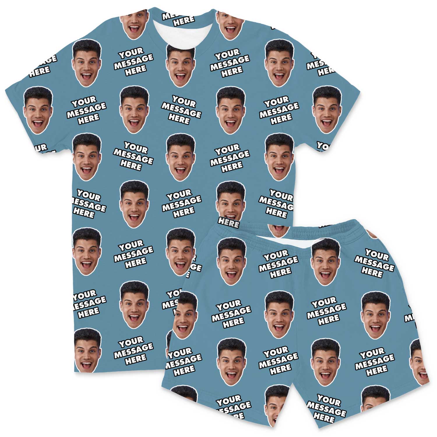 Your Face & Message Men's Personalised PJs - Shorts Set