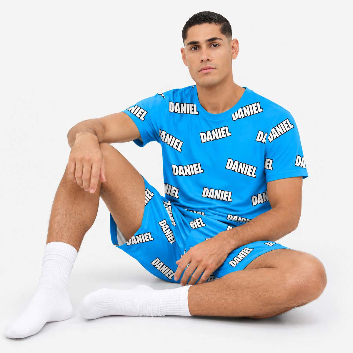 Your Name All Over Men's Personalised PJs - Shorts Set