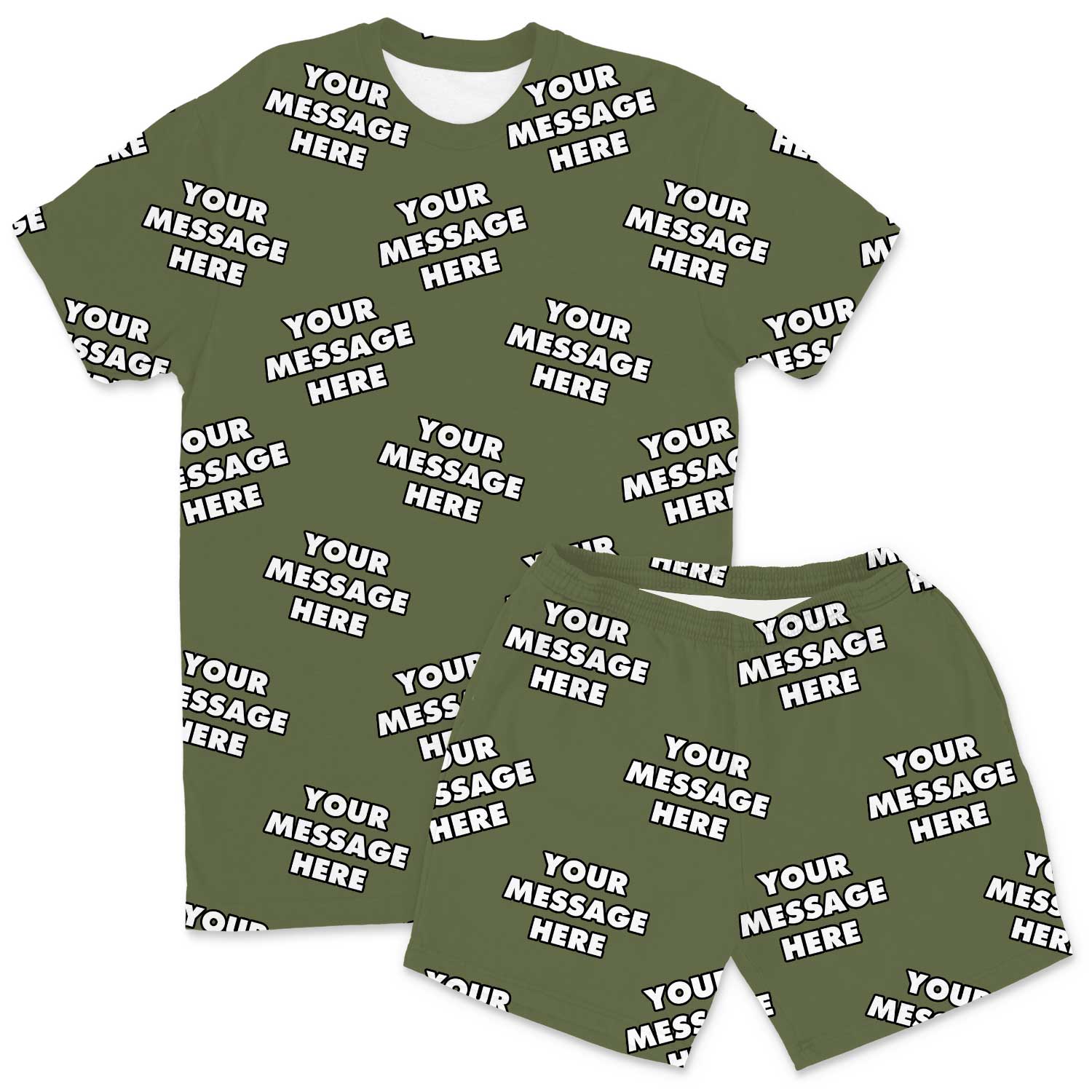 Your Message All Over Men's Personalised PJs - Shorts Set