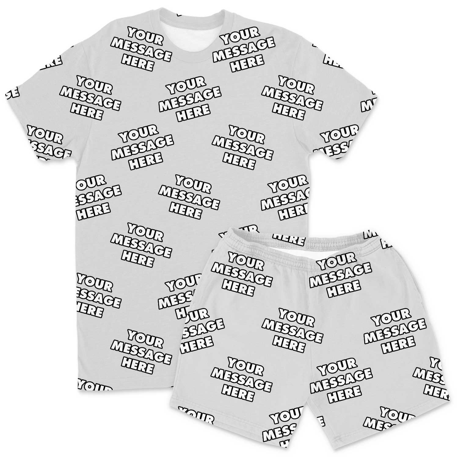 Your Message All Over Men's Personalised PJs - Shorts Set