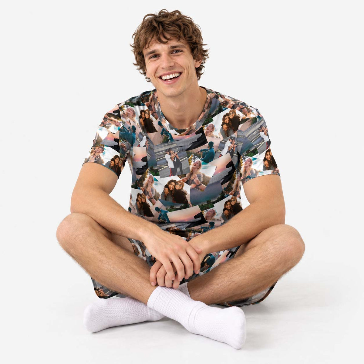 Overlap Photo Collage Men's PJ Shorts Set