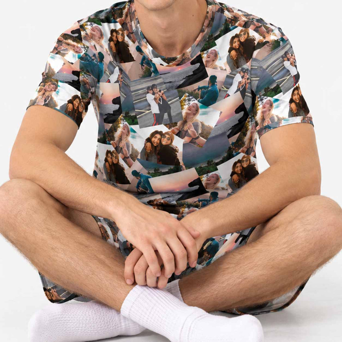 Overlap Photo Collage Men's PJ Shorts Set