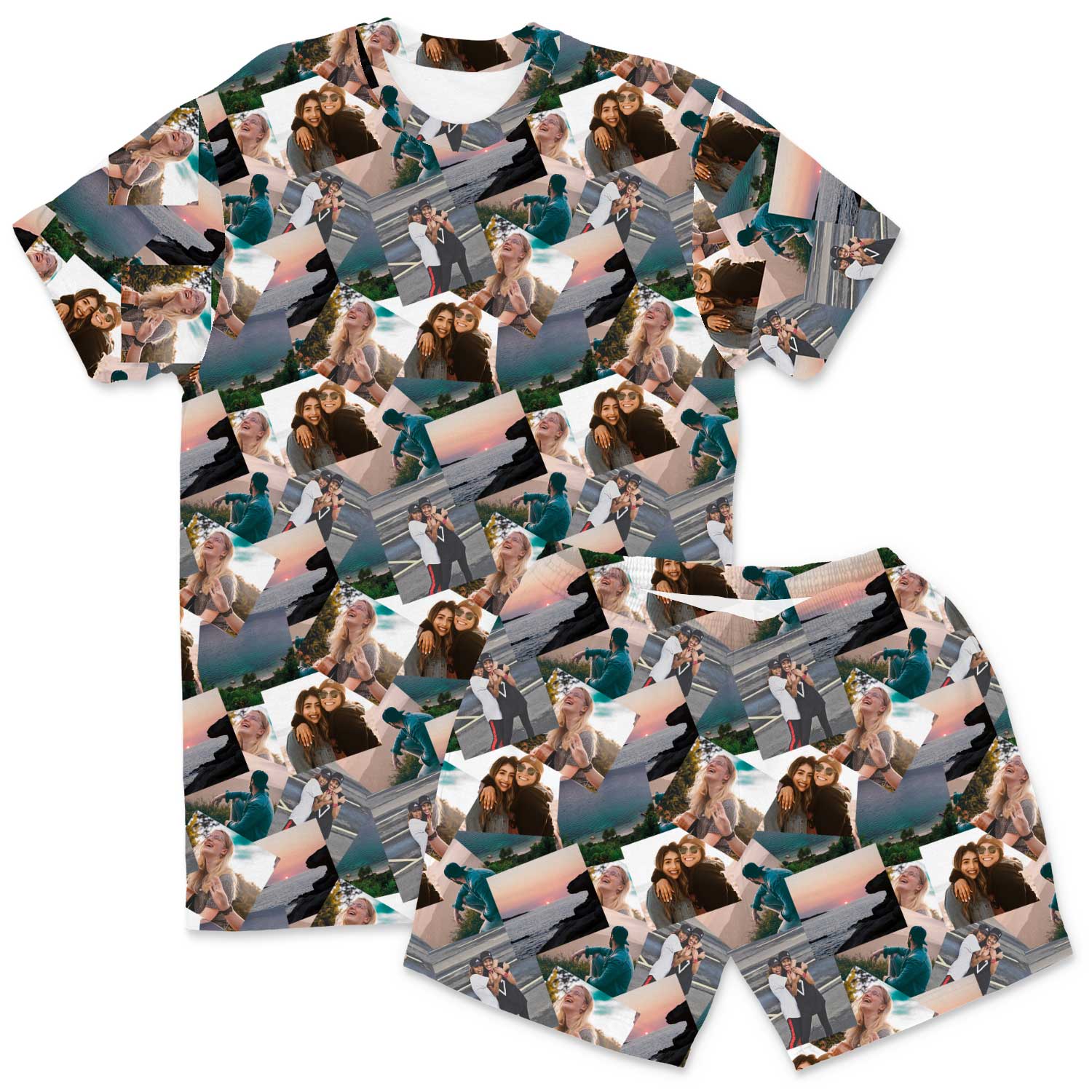 Overlap Photo Collage Men's PJ Shorts Set