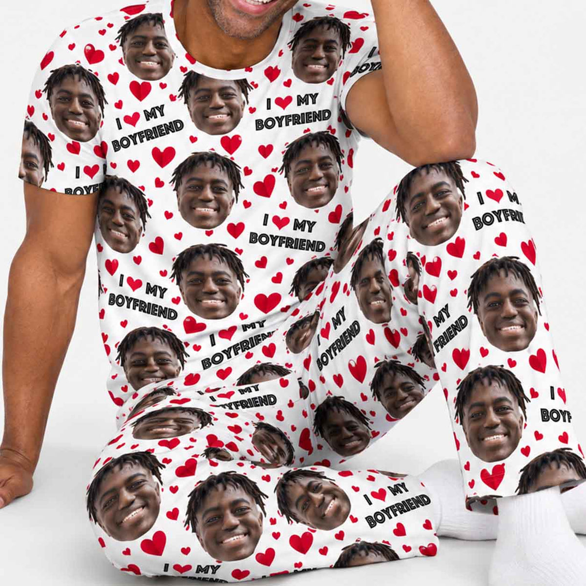 Men's I Love My Boyfriend Pyjamas - Trouser Set