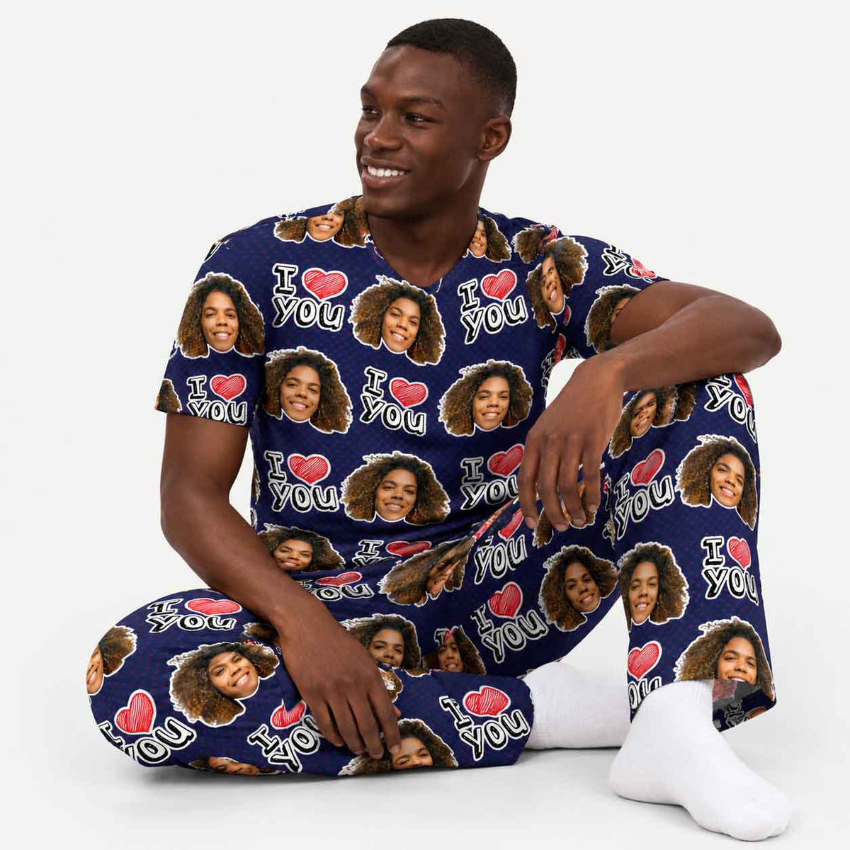 Men's I Heart You Personalised Pyjamas - Trouser Set