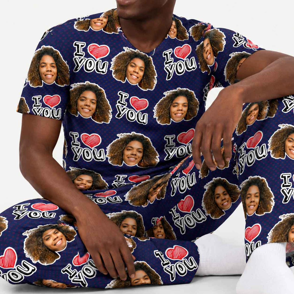 Men's I Heart You Personalised Pyjamas - Trouser Set