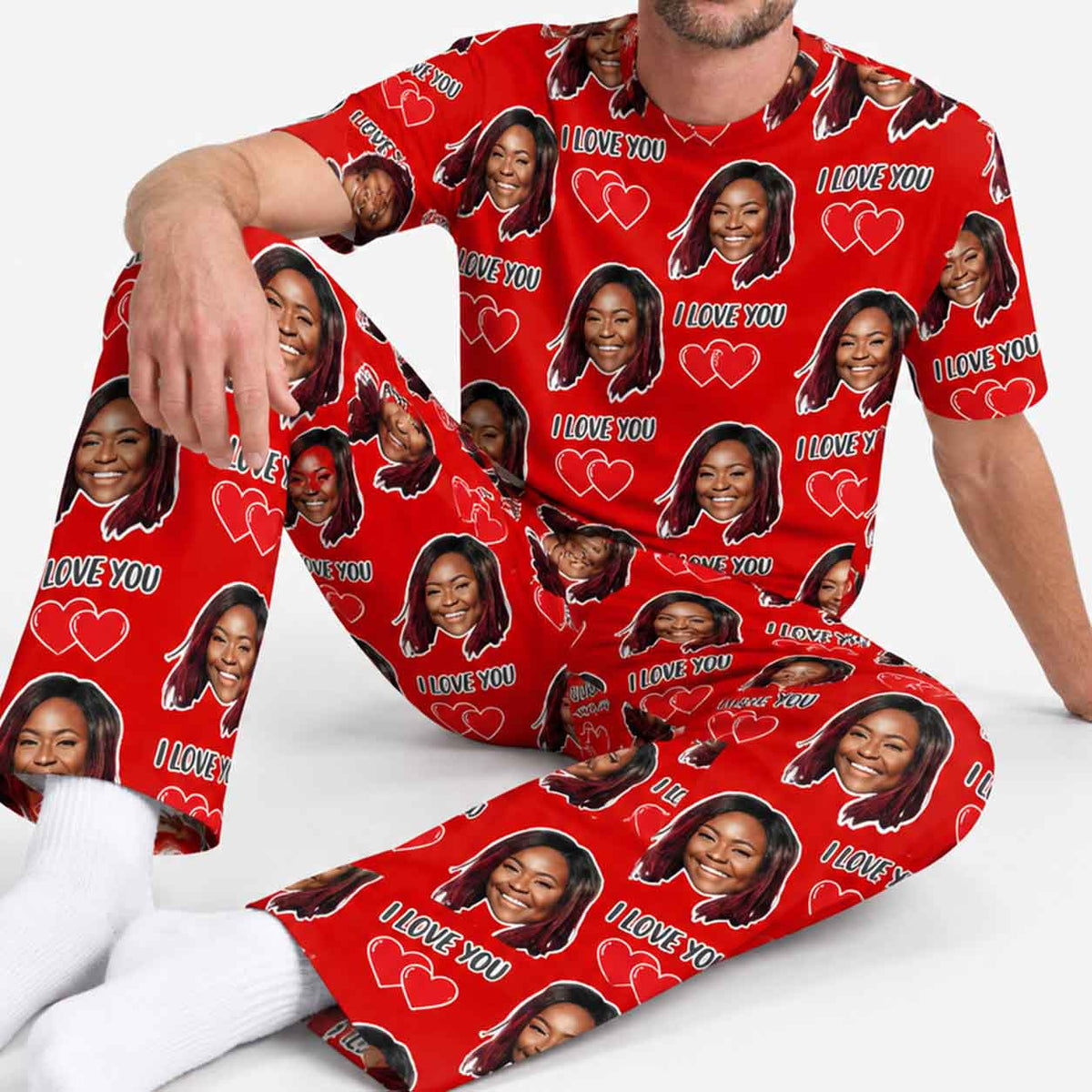 Men's I Love You Personalised Pyjamas - Trouser Set