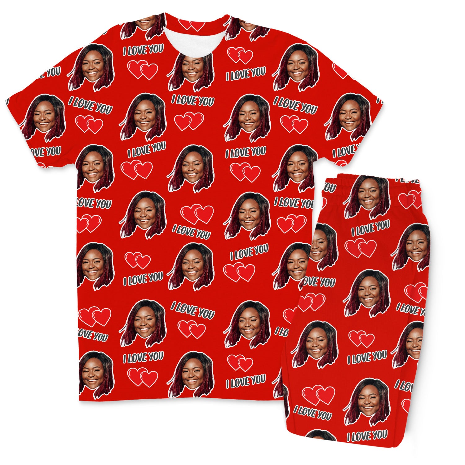 I Love You Custom Men's PJ Trousers Set