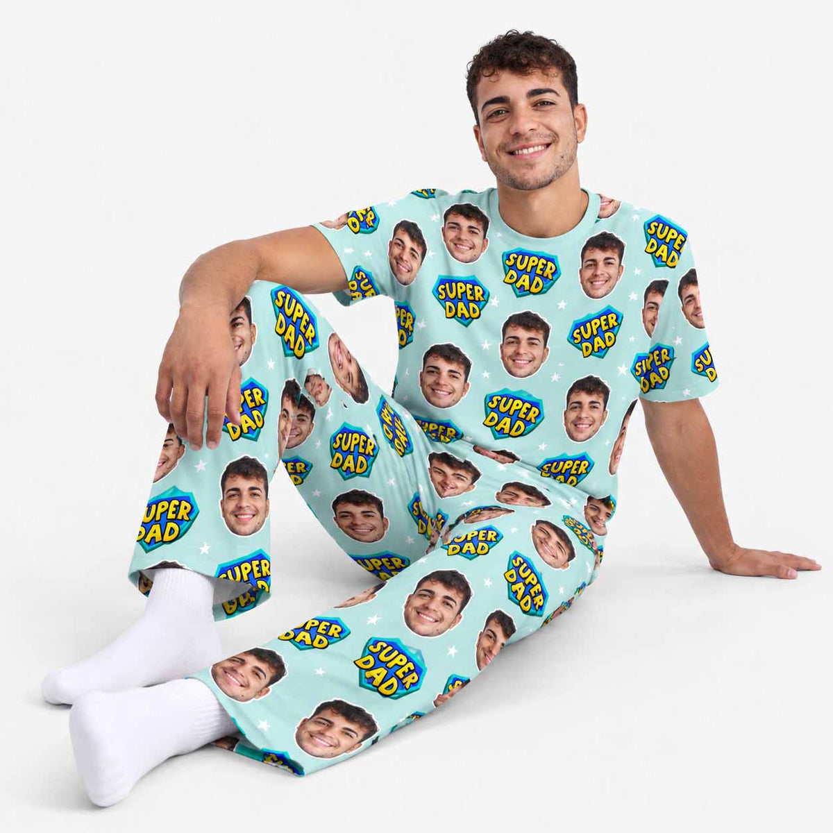 Men's Super Dad Personalised Pyjamas - Trouser Set