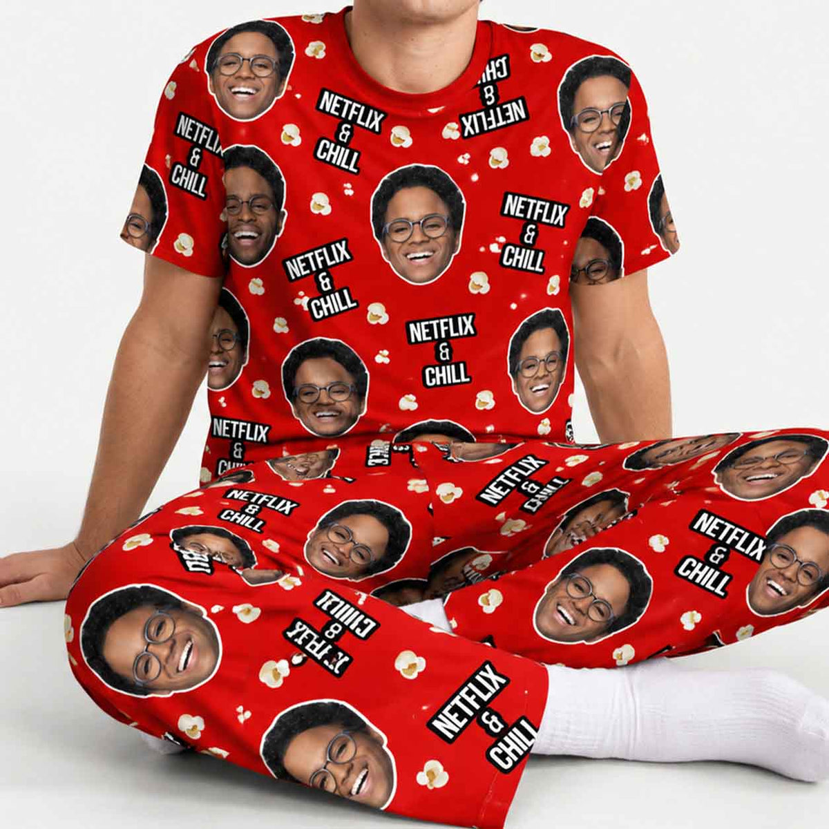 Men's Netflix & Chill Personalised Pyjamas - Trouser Set