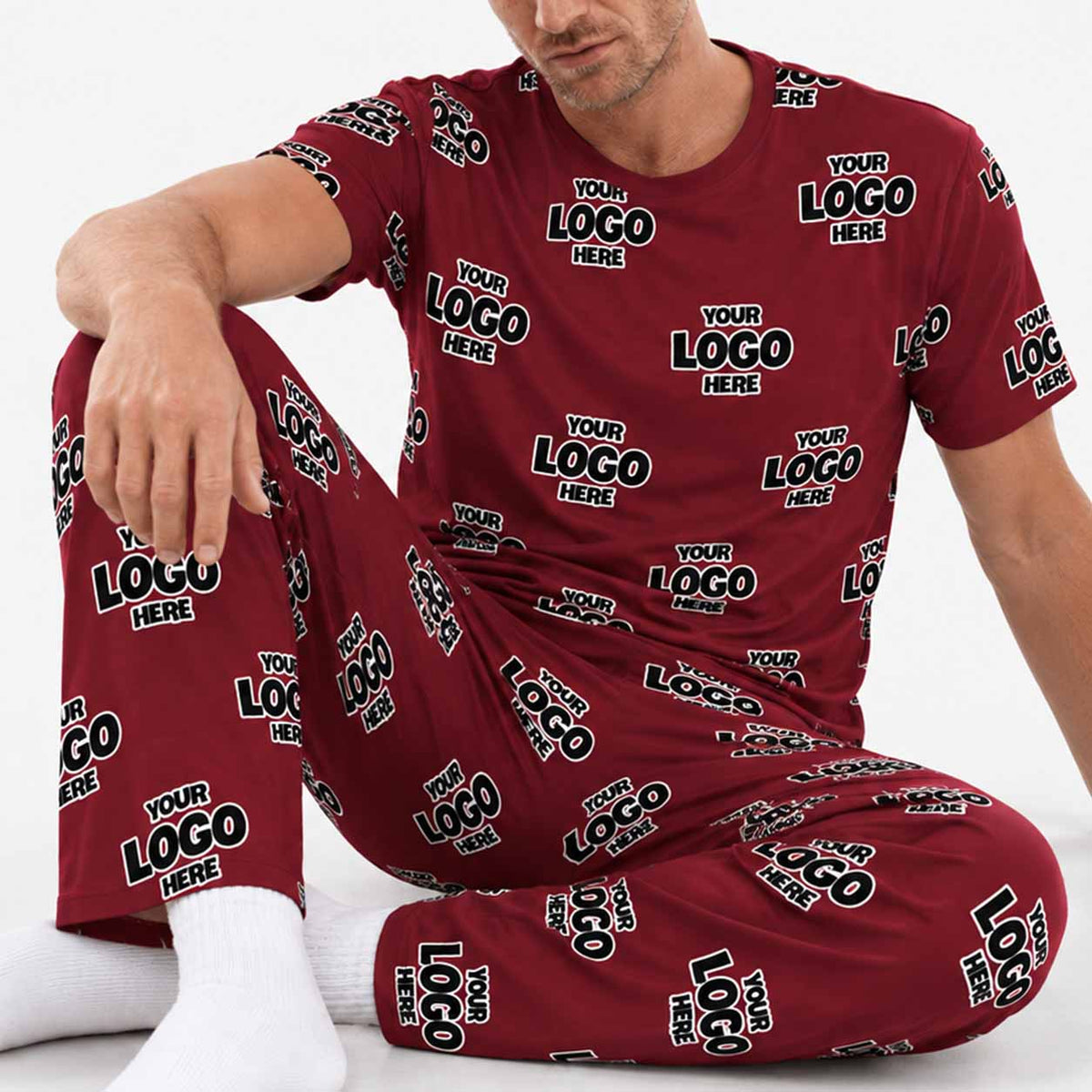 Personalised Logo Pattern Men’s PJ Trousers Set