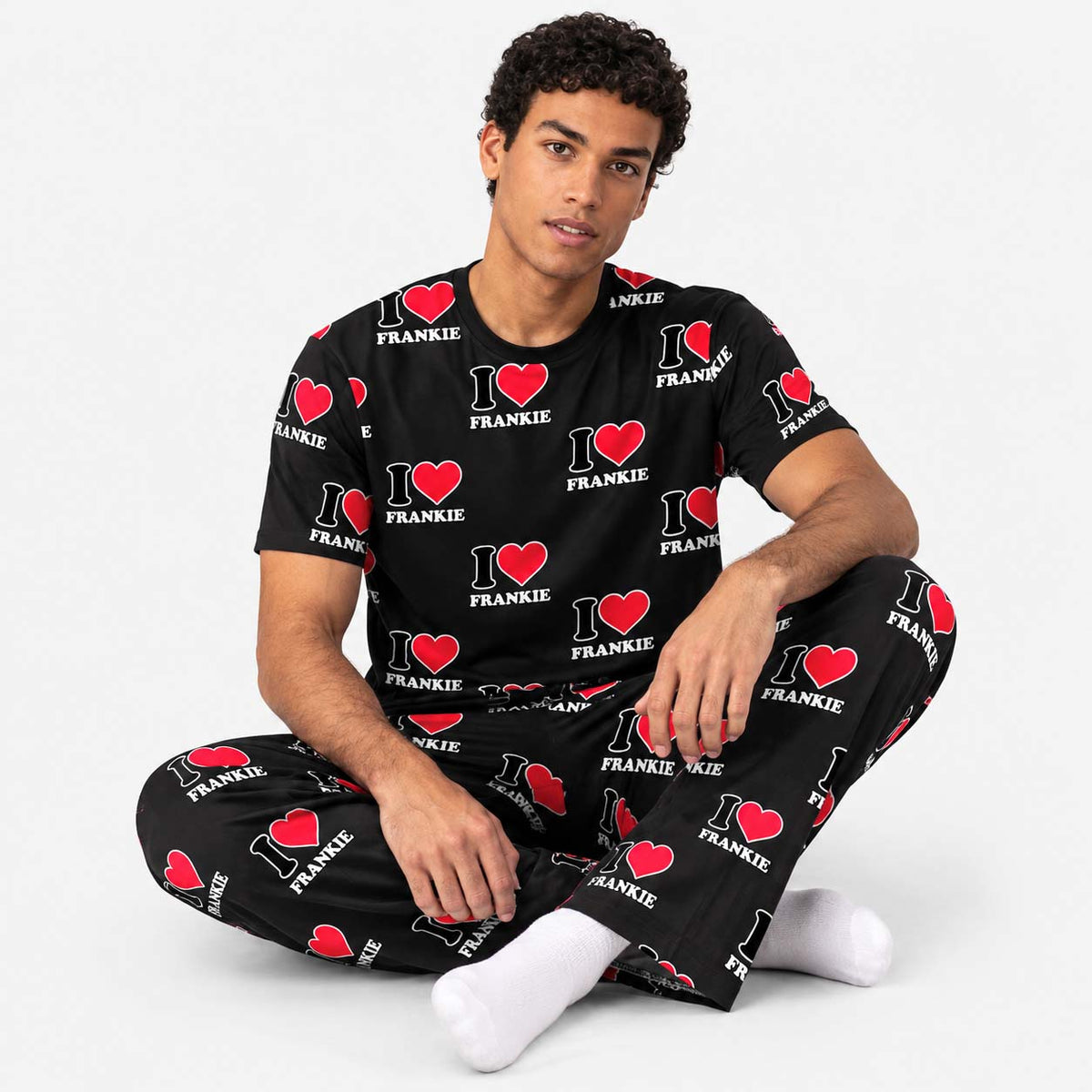 Men's I Heart Name Personalised PJs - Trousers Set