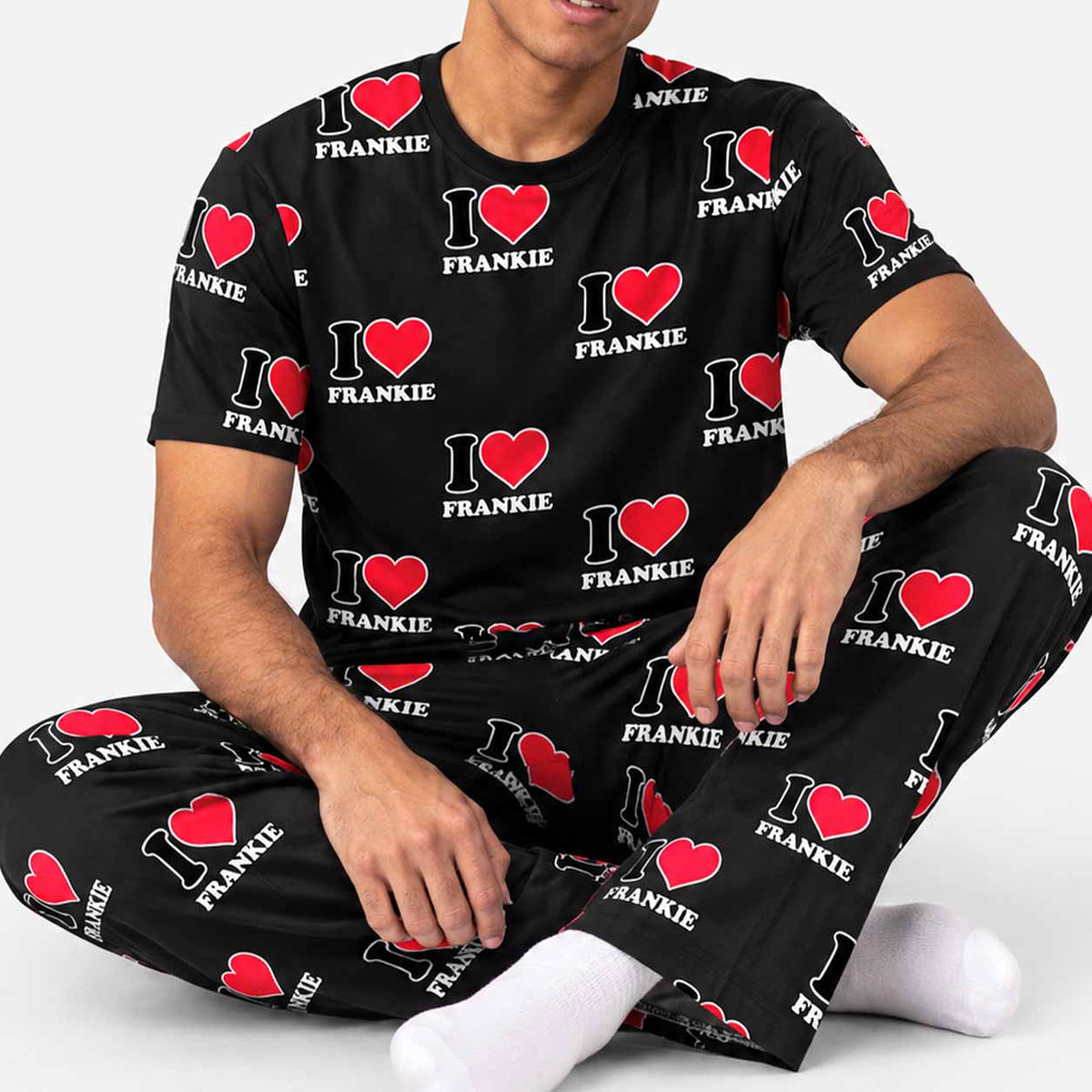 Men's I Heart Name Personalised PJs - Trousers Set