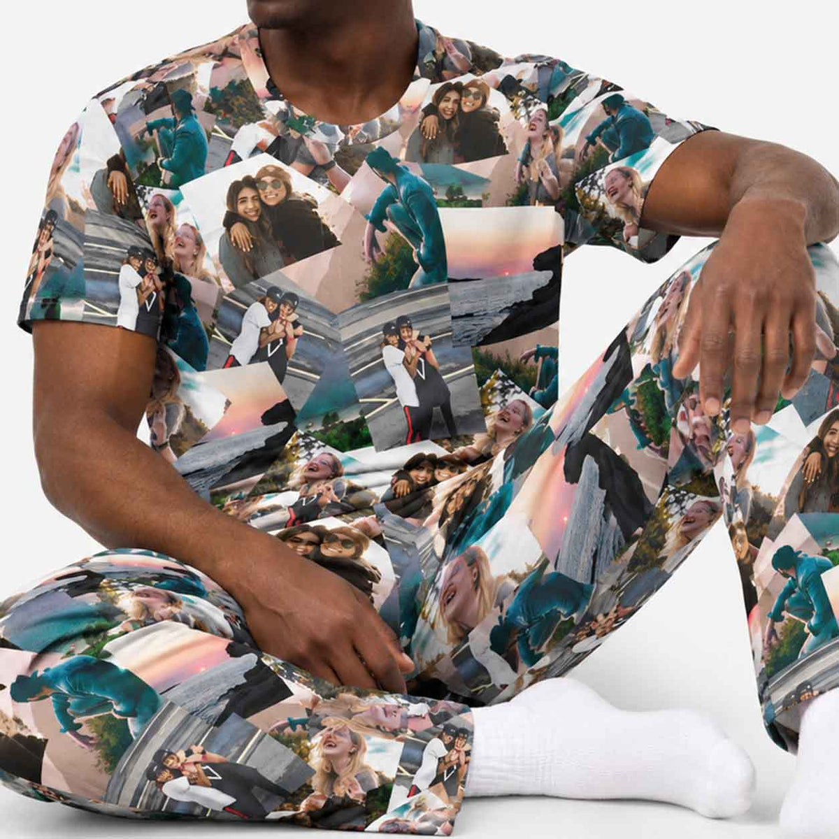 Overlap Photo Collage Men's PJ Trousers Set