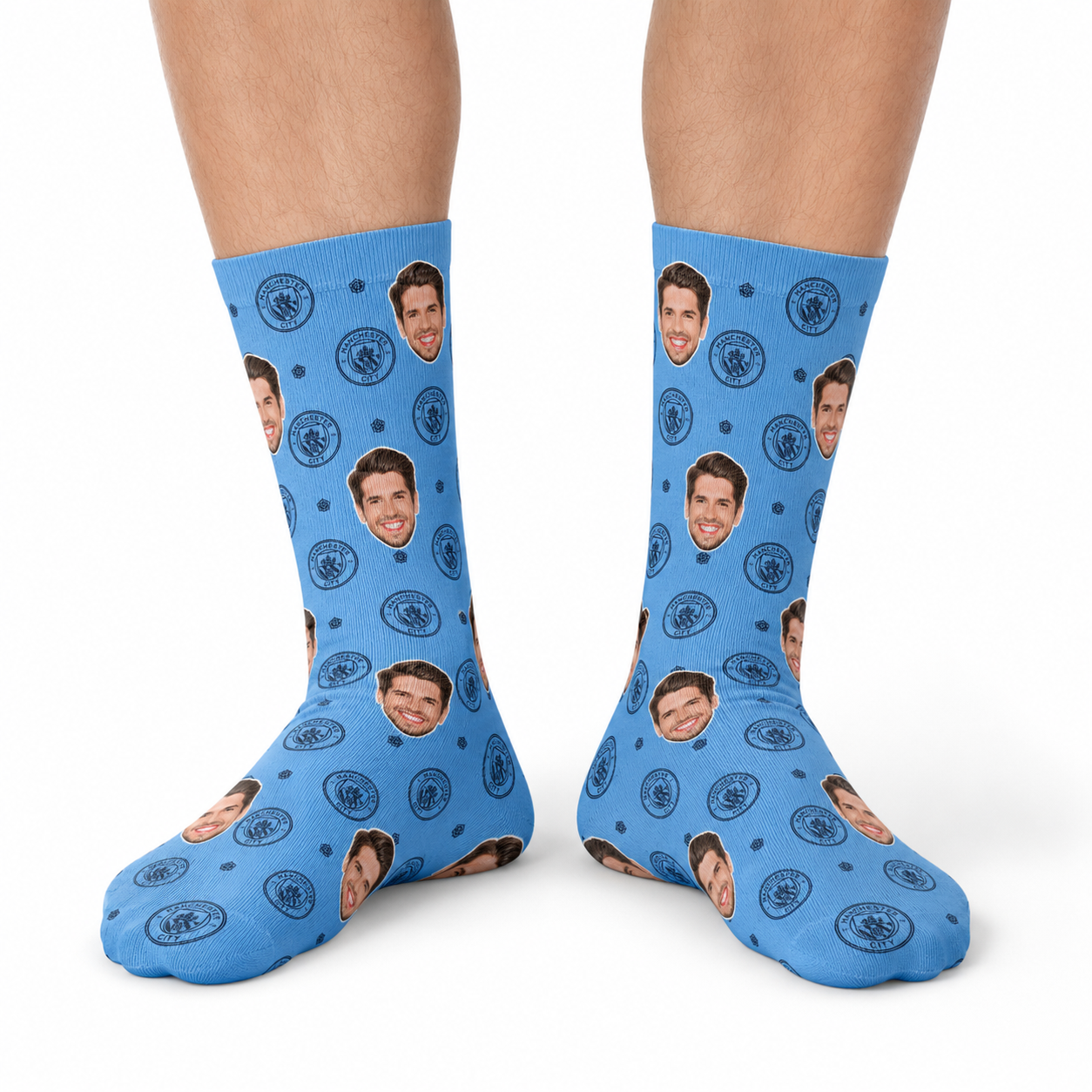 Man City Crest Socks Blue