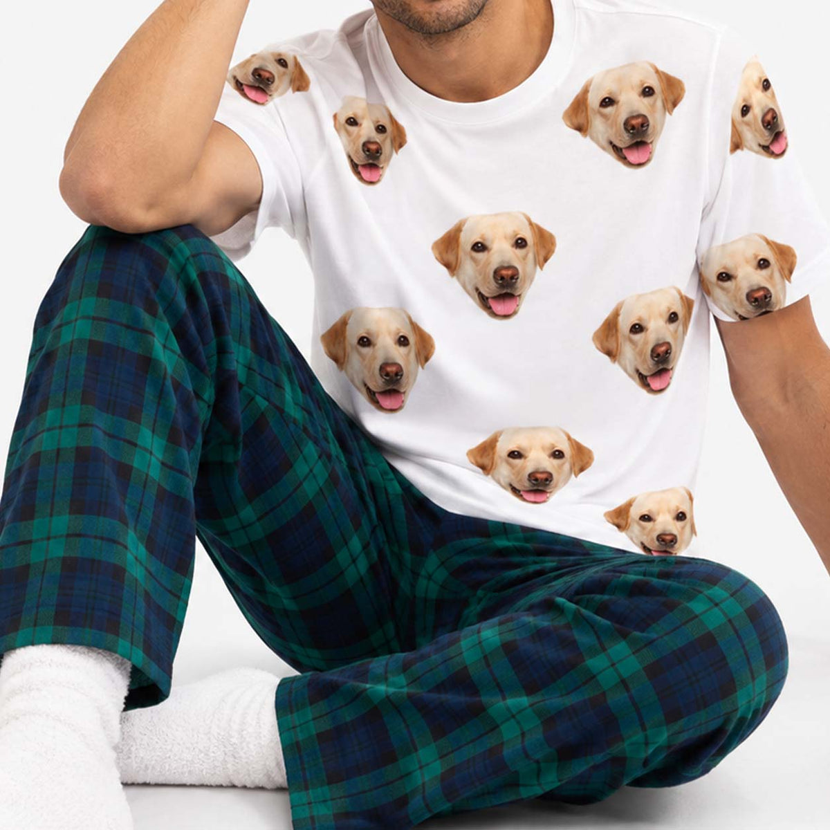 Men's Dog Pyjamas - Green Navy Trouser Set
