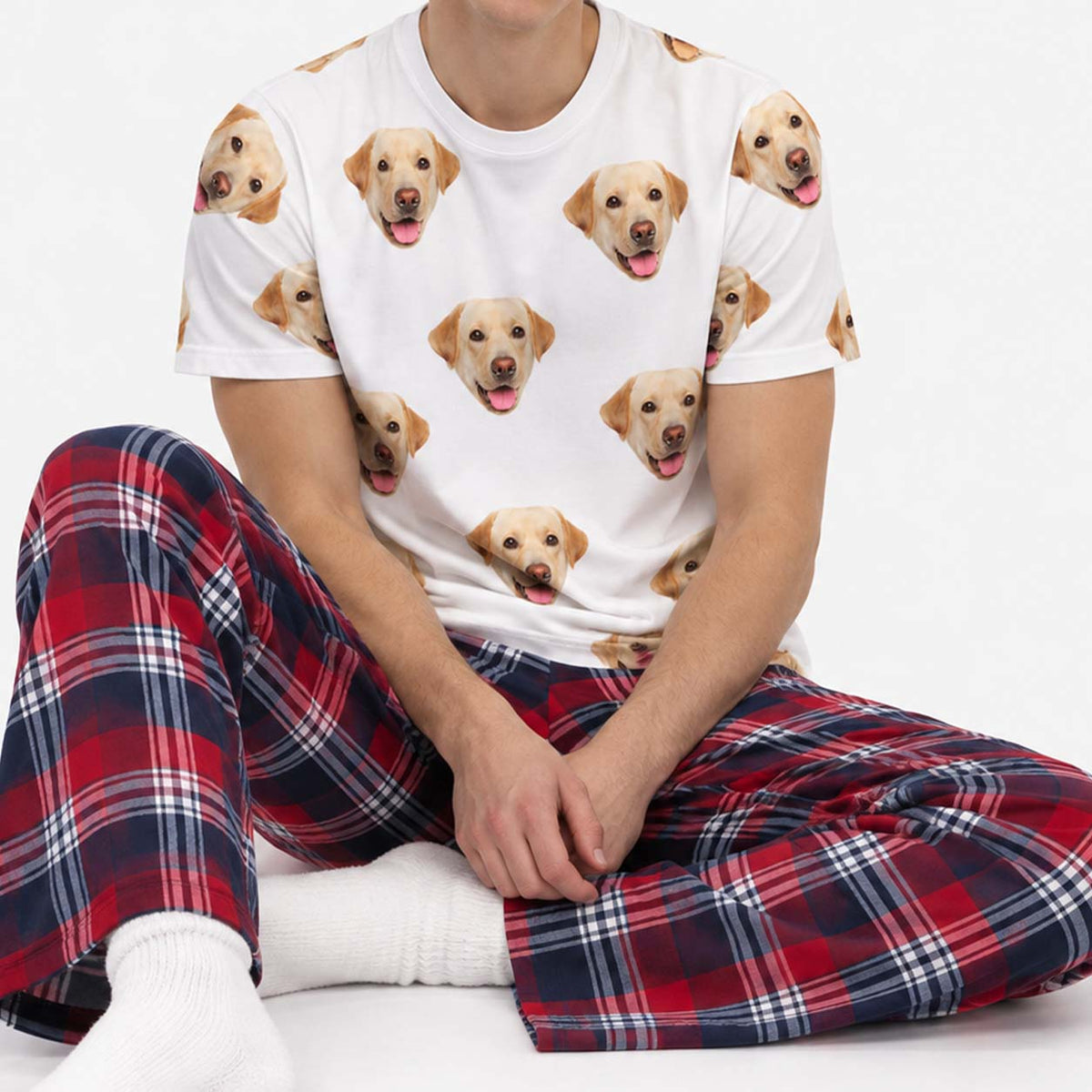 Men's Dog Pyjamas - Red Tartan Trouser Set