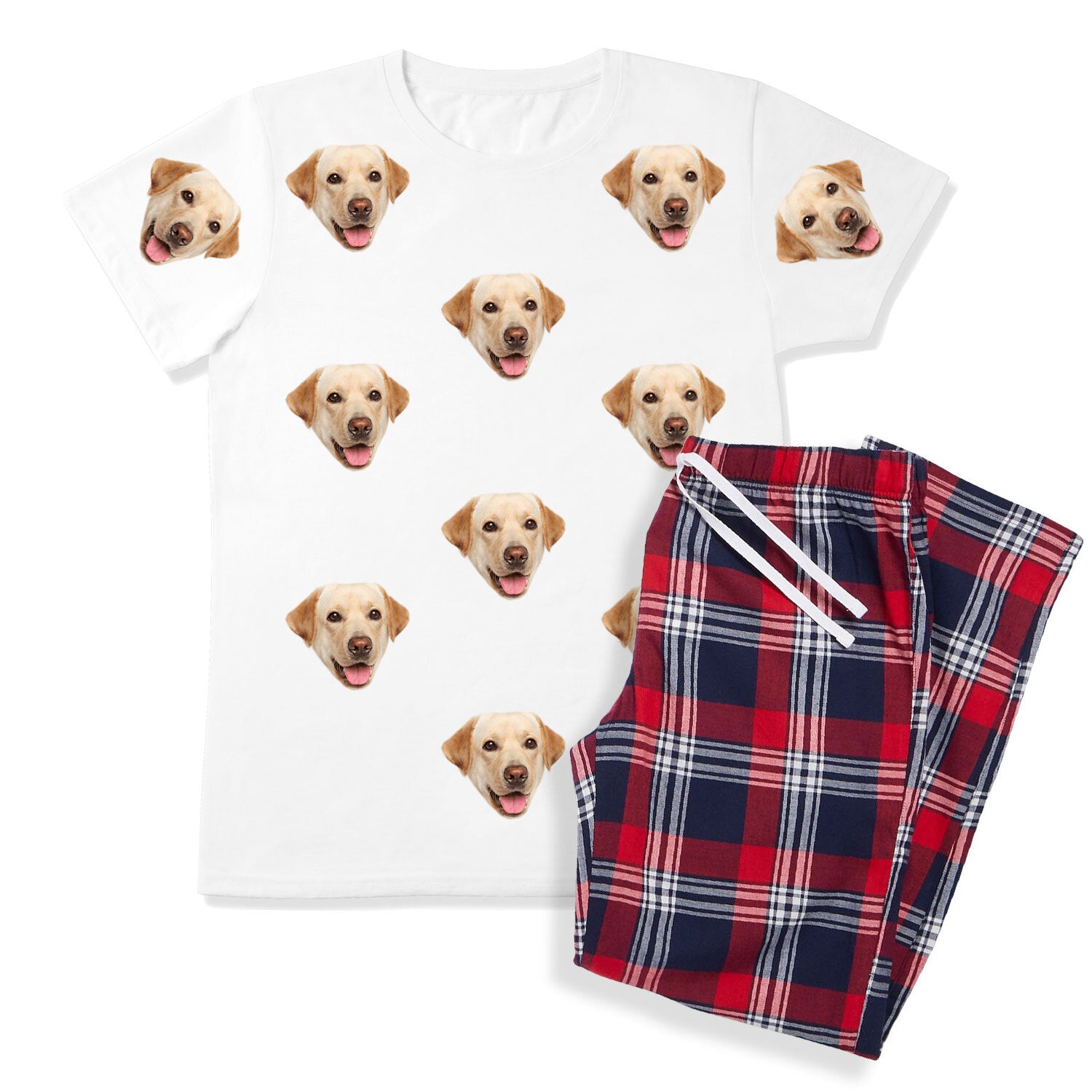 Men's Dog Pyjamas - Red Tartan Trouser Set