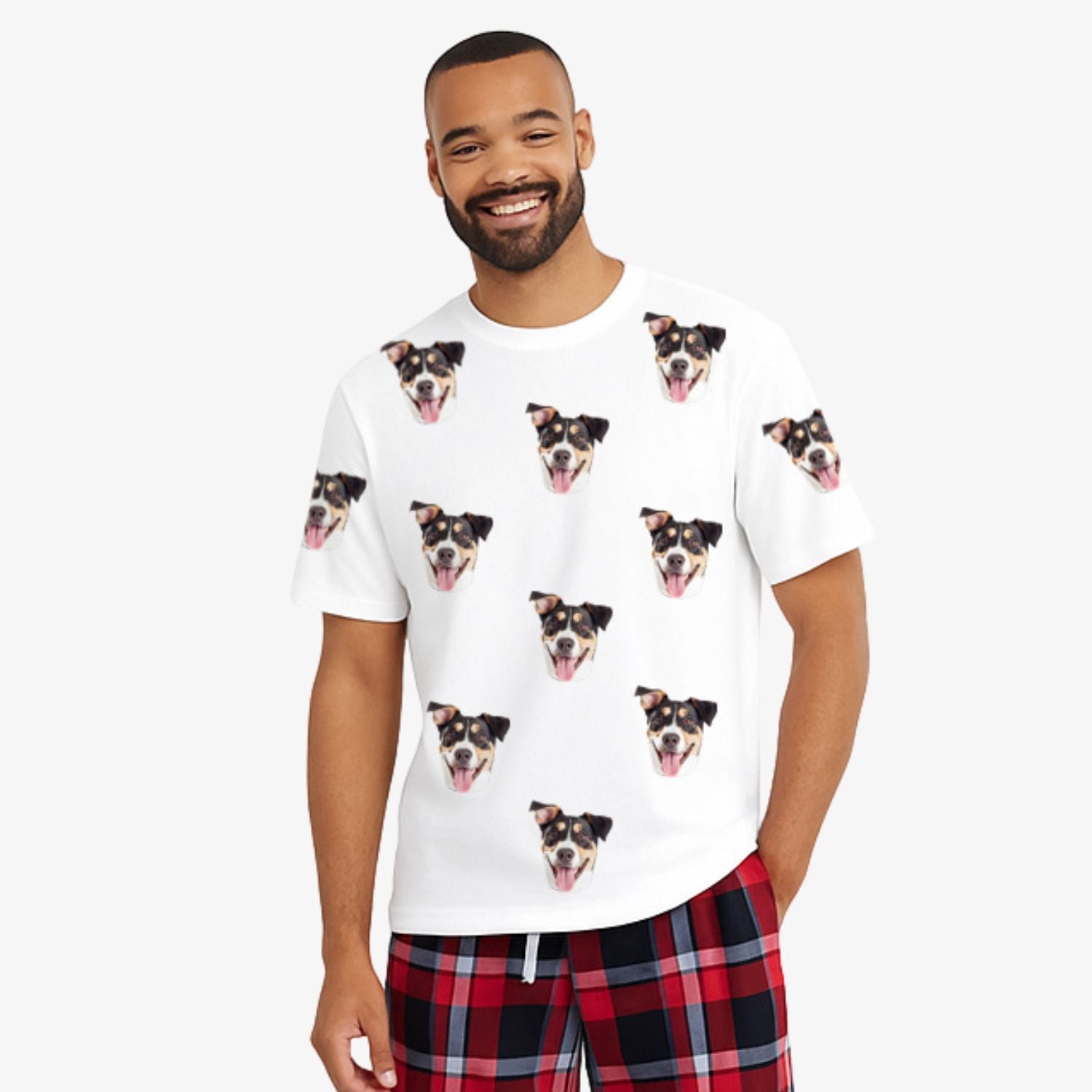 Men's Dog Pyjamas - Red Tartan Shorts