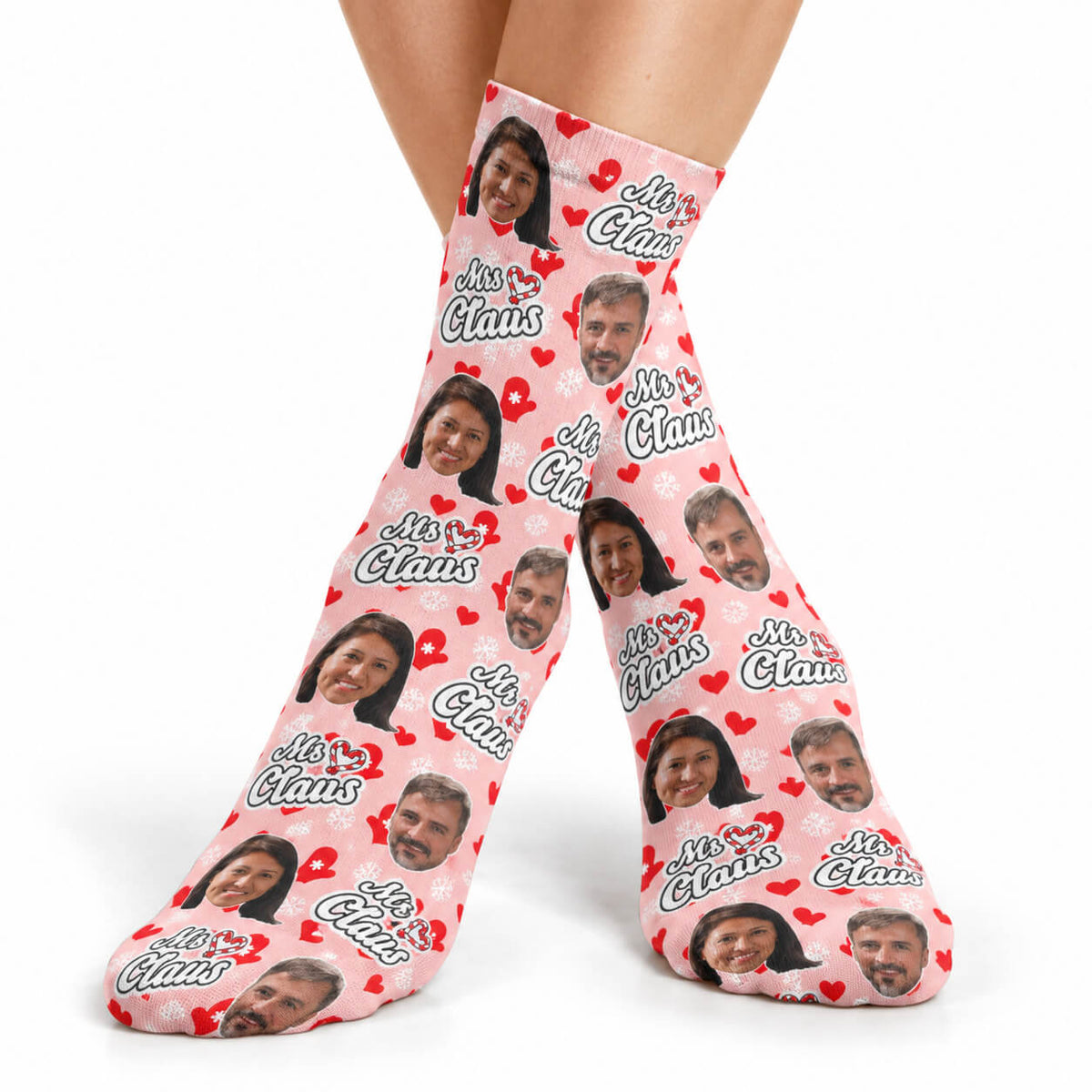 Mr & Mrs Claus Personalised Face Socks