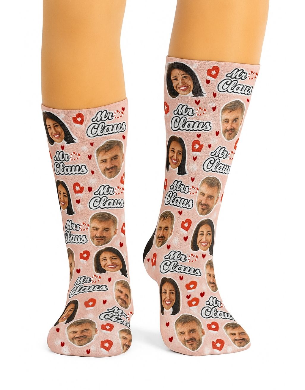Mr & Mrs Claus Personalised Face Socks