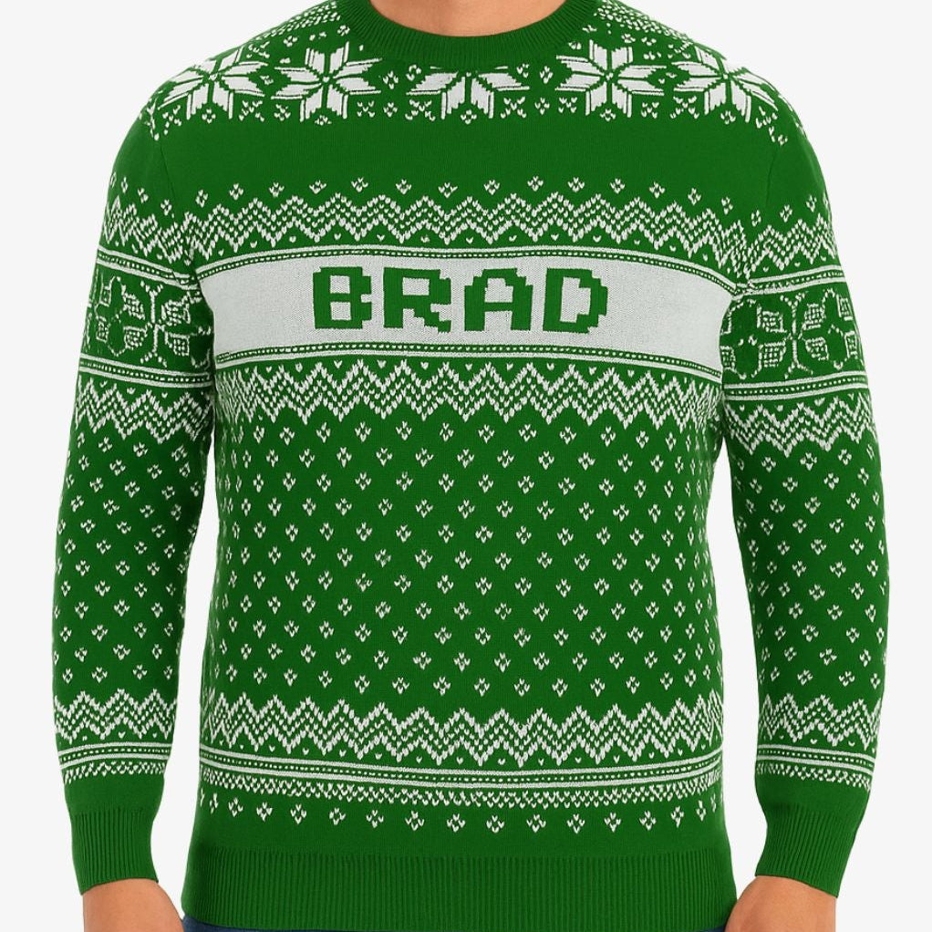 Your Name Green Personalised Christmas Jumper